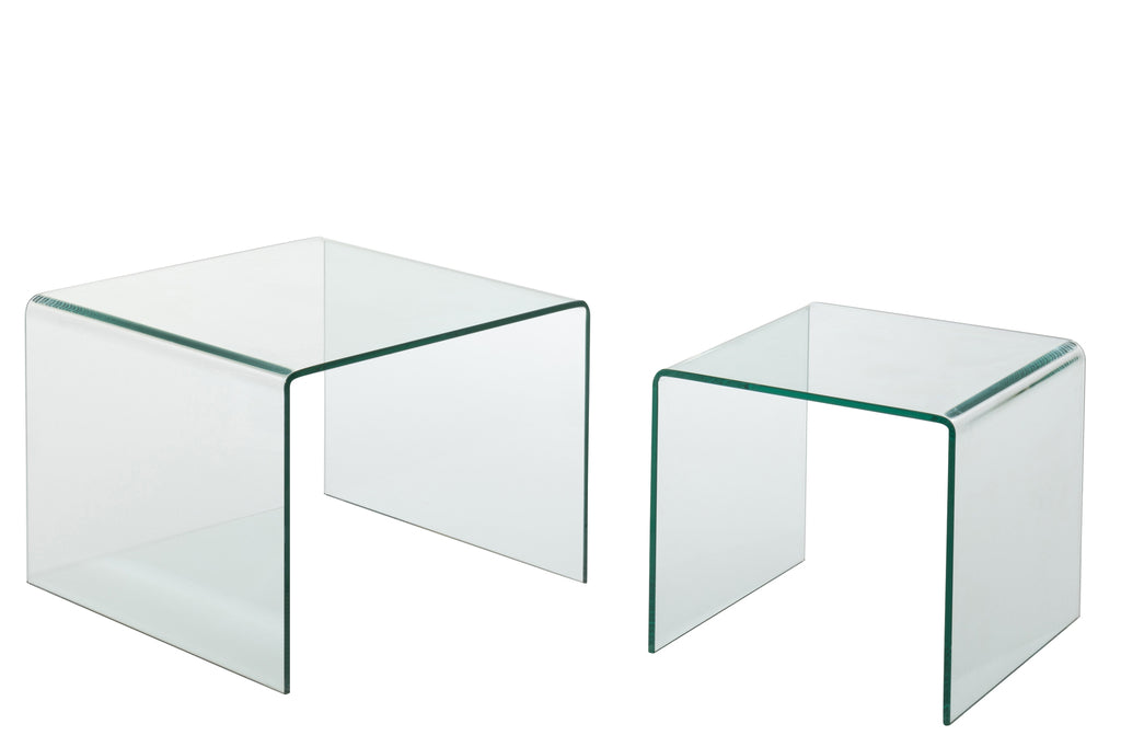 bijzettafels S/2 glas transparant - J-LINE