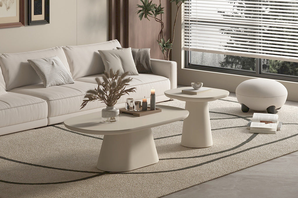 Salontafel 'Tavira' 55 cm Ovaal Cement Beige - RS