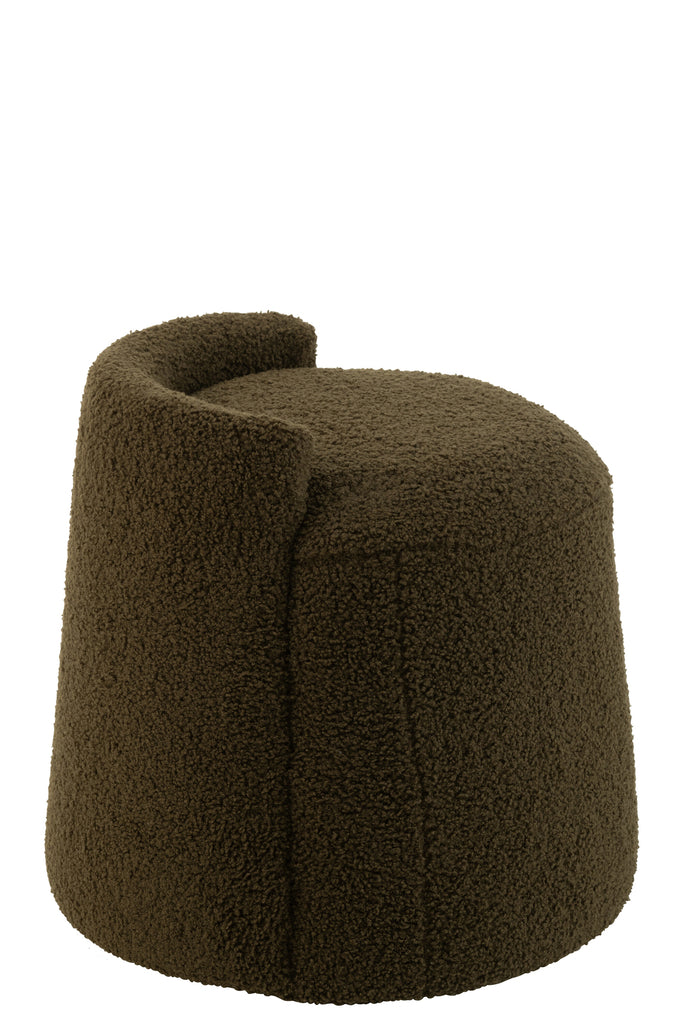 Poef Teddy rond+rug bouclé groen - J-LINE