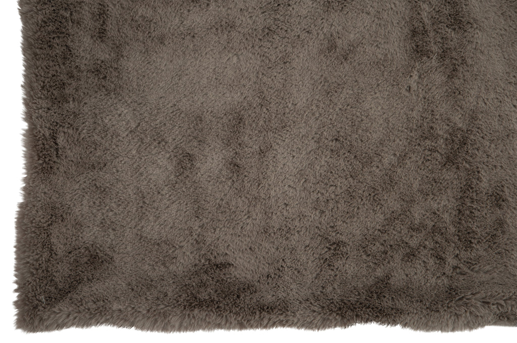 Plaid polyester à carreaux gris souris - J-LINE