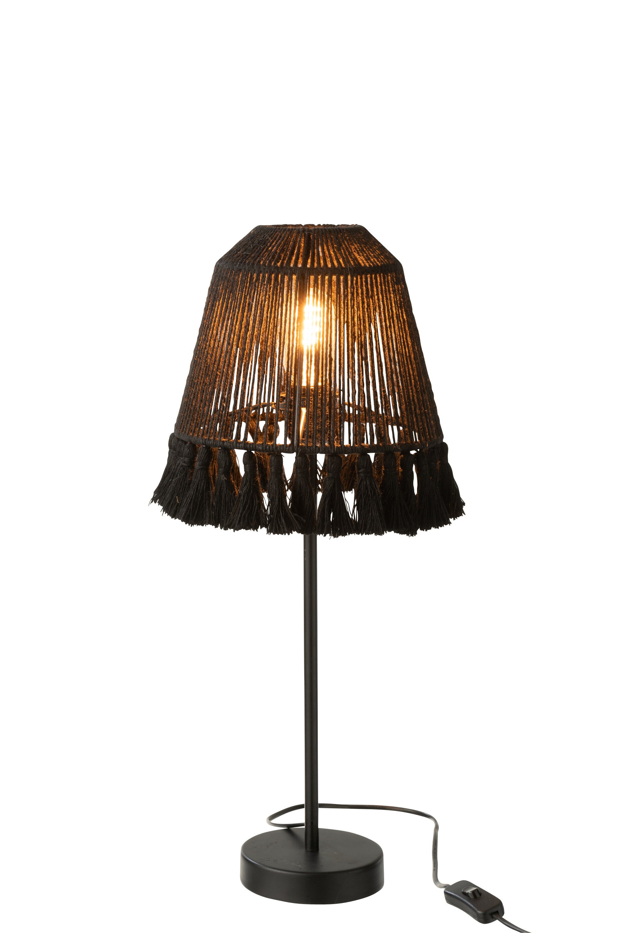 Lampe de table Mila en jute noire - J-LINE