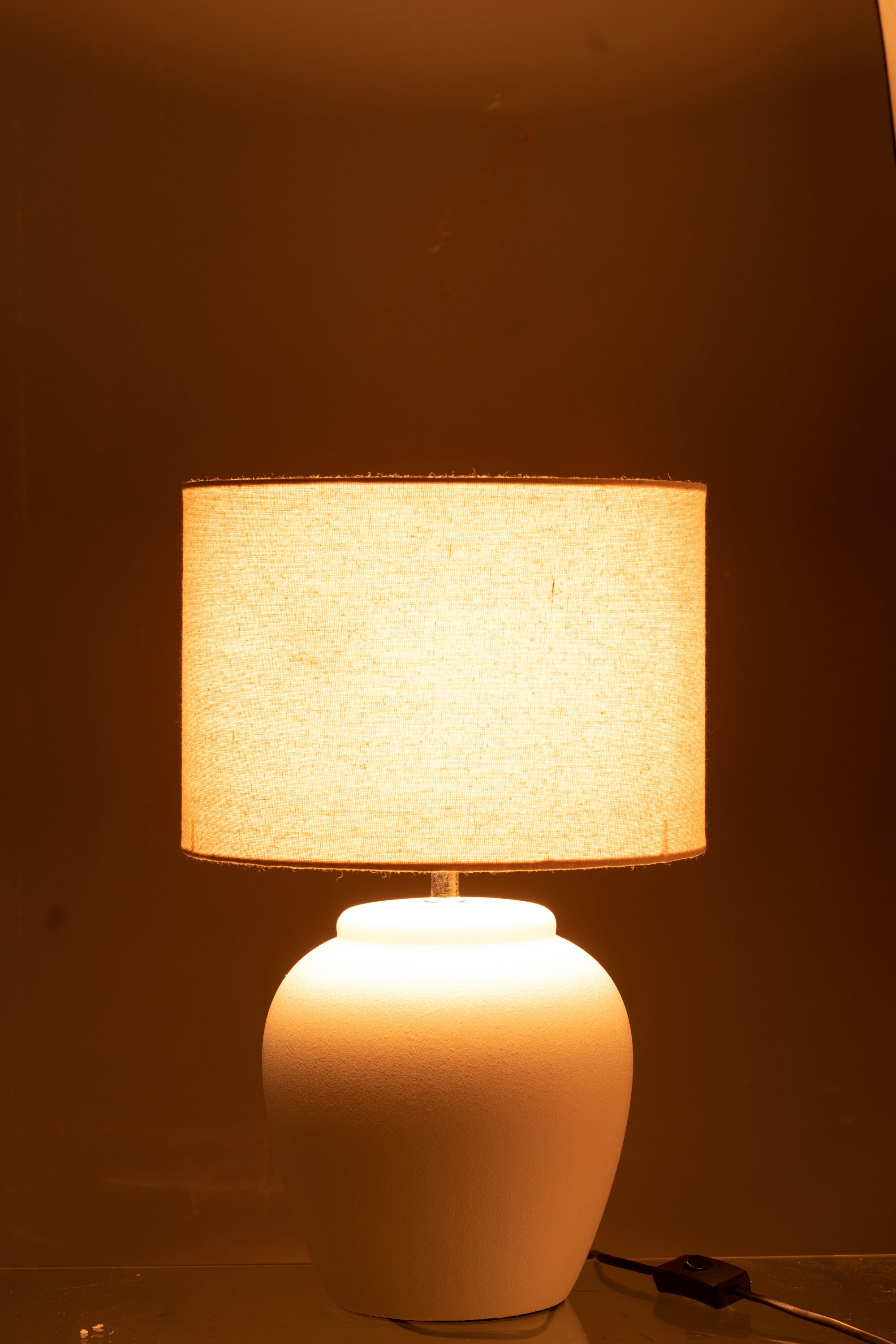 Lampe de table Meli + abat-jour céramique lin blanc S - J-LINE