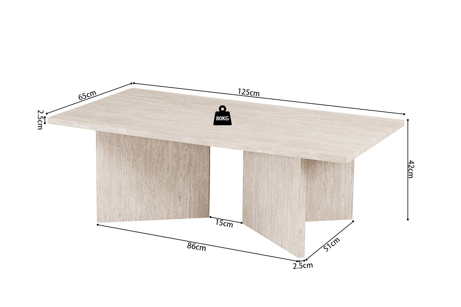 Salontafel 'Litar' Decor Travertijn Beige - RS
