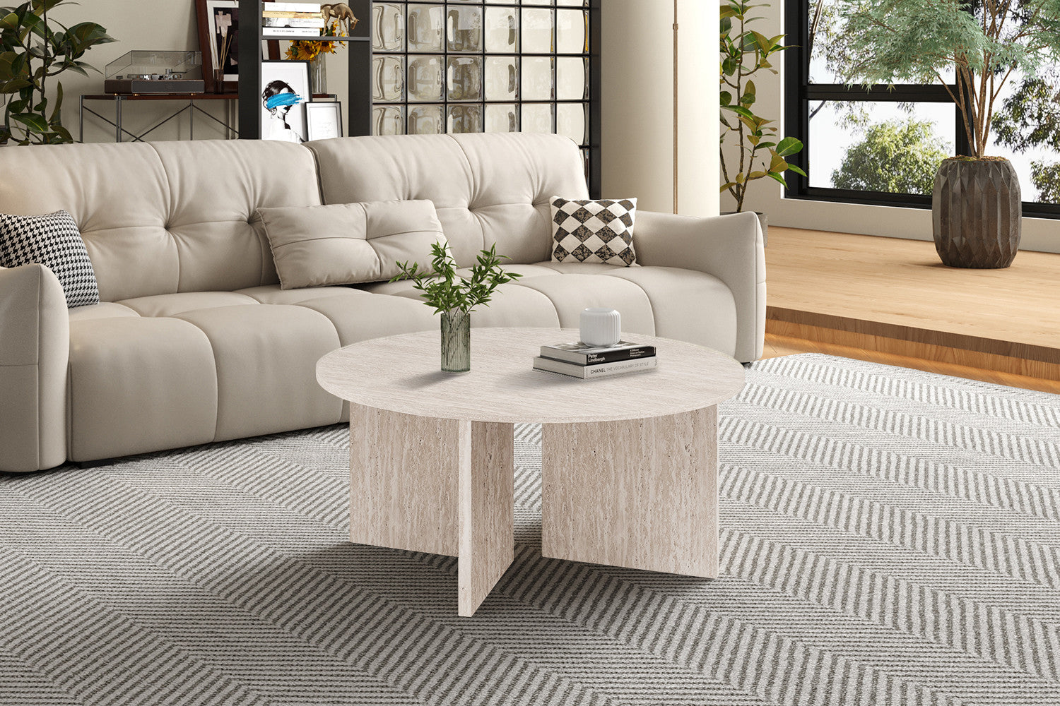 Salontafel 'Drasir' Rond Decor Travertin Beige - RS