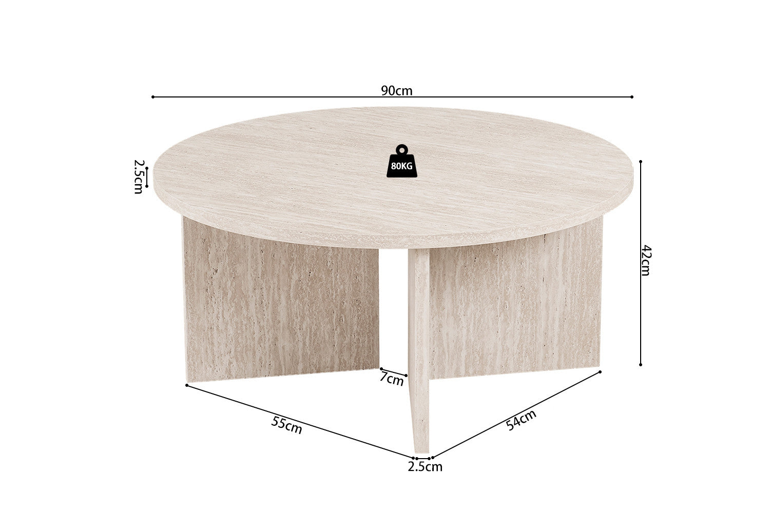 Salontafel 'Drasir' Rond Decor Travertin Beige - RS