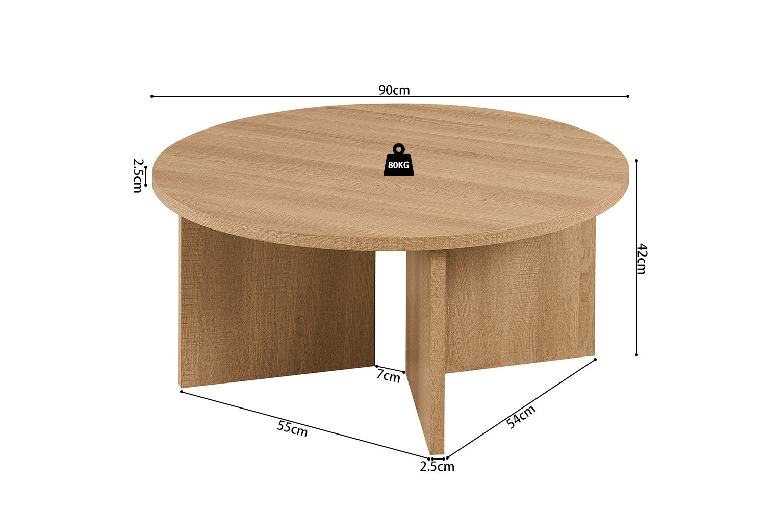 Salontafel 'Drasir' Rond Decor Eik Naturel - RS