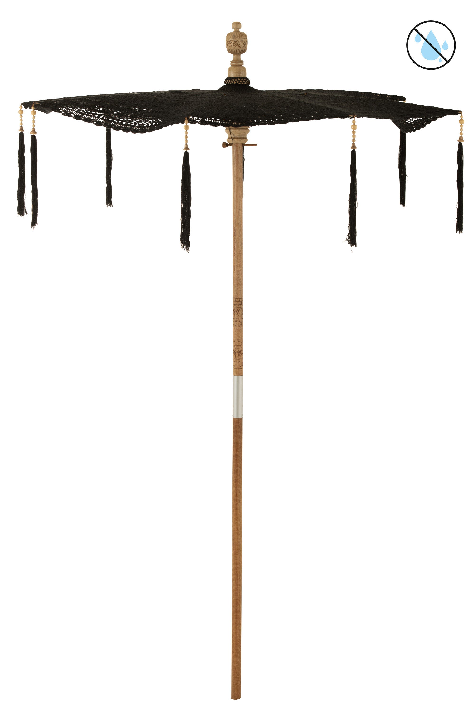 Parasol met kwastjes zwart L - J-LINE