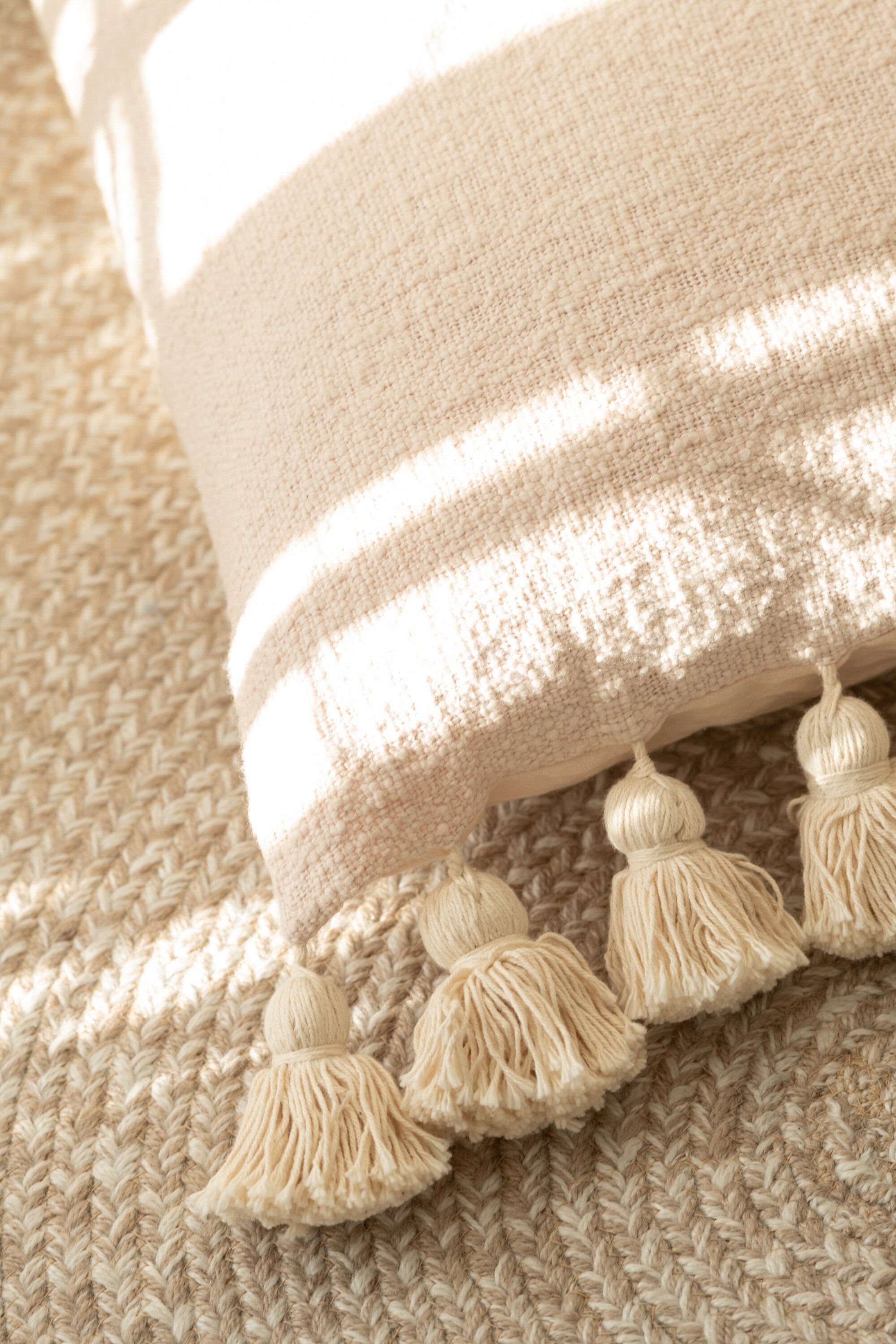 Kussen kwast Katoen Beige Vierkant - J-LINE