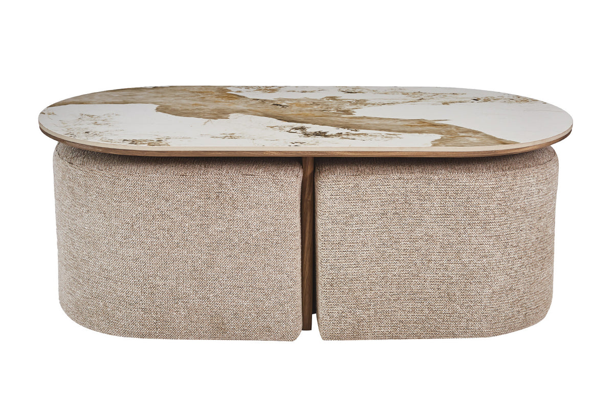 Salontafel 'Evora' met 2 poefs - RS