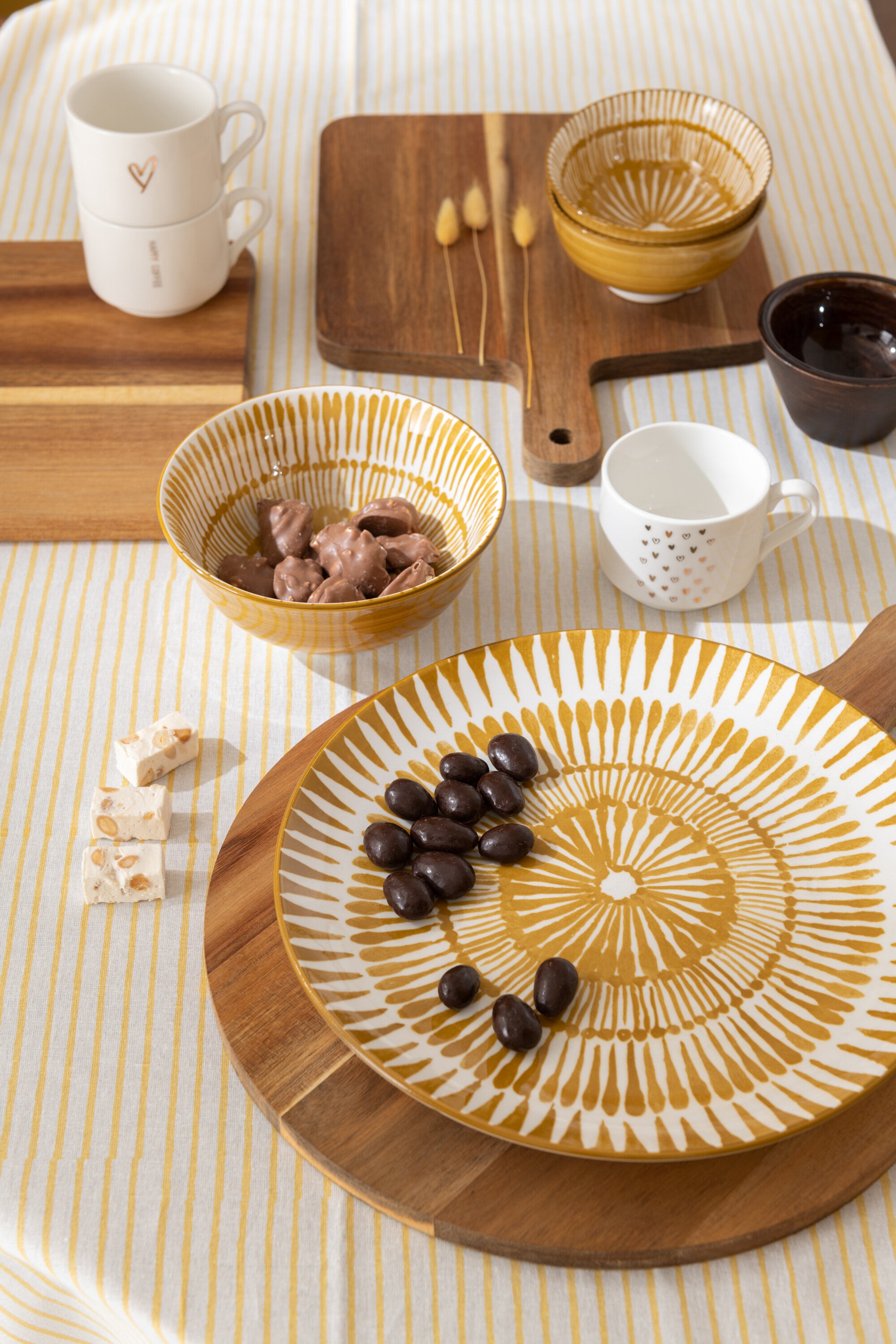 Assiette à confiture en porcelaine blanche/ocre - J-LINE