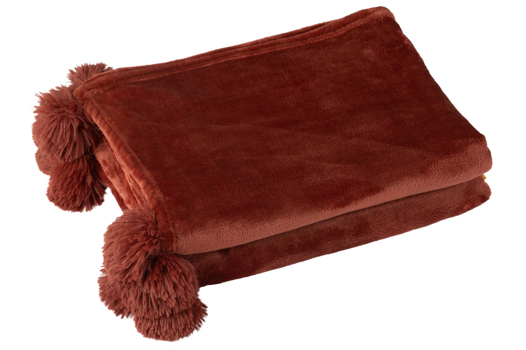 Plaid Pompom Polyester Marsala - J-LINE