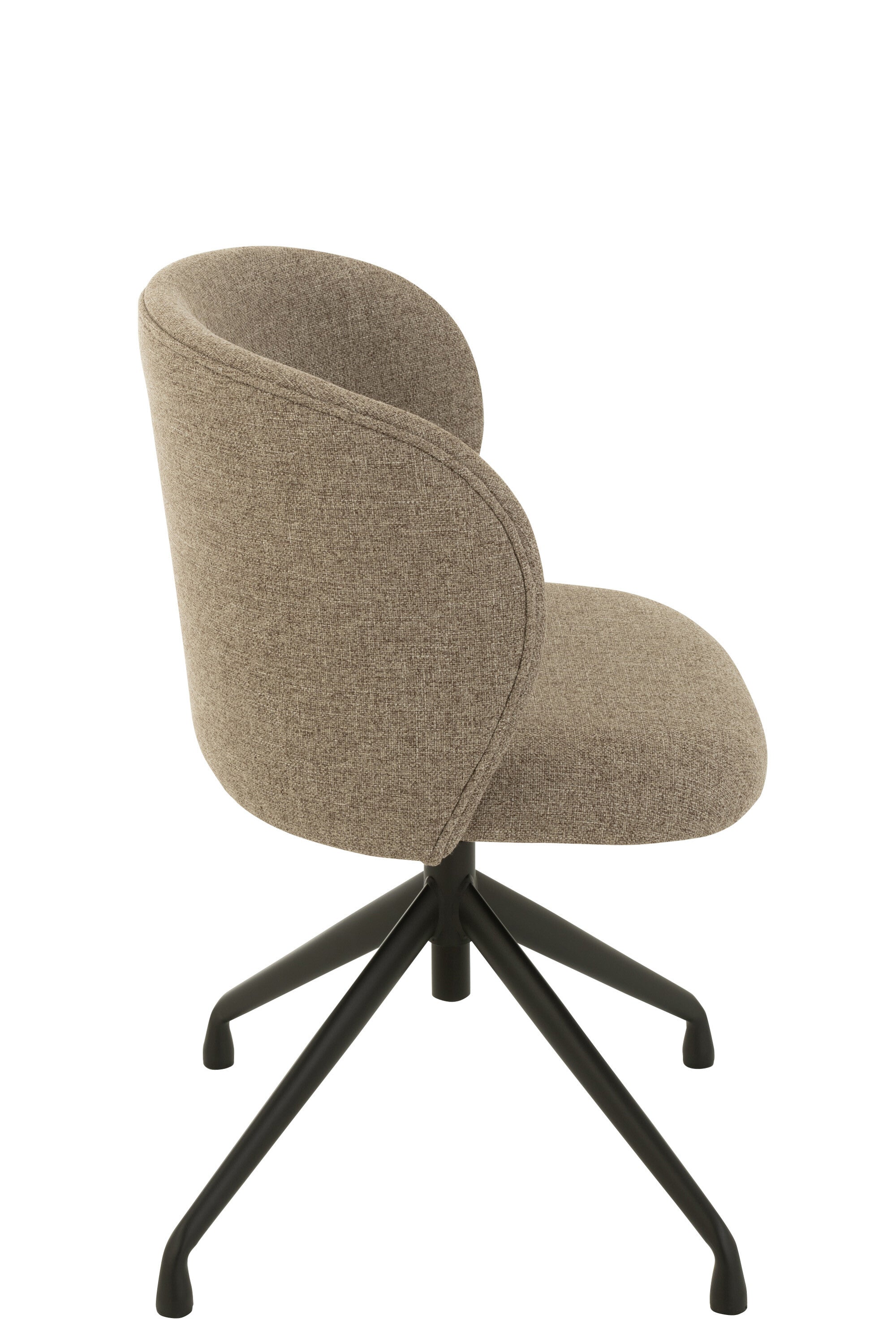 Chaise réglable et rotative en lin marron foncé/beige - J-LINE