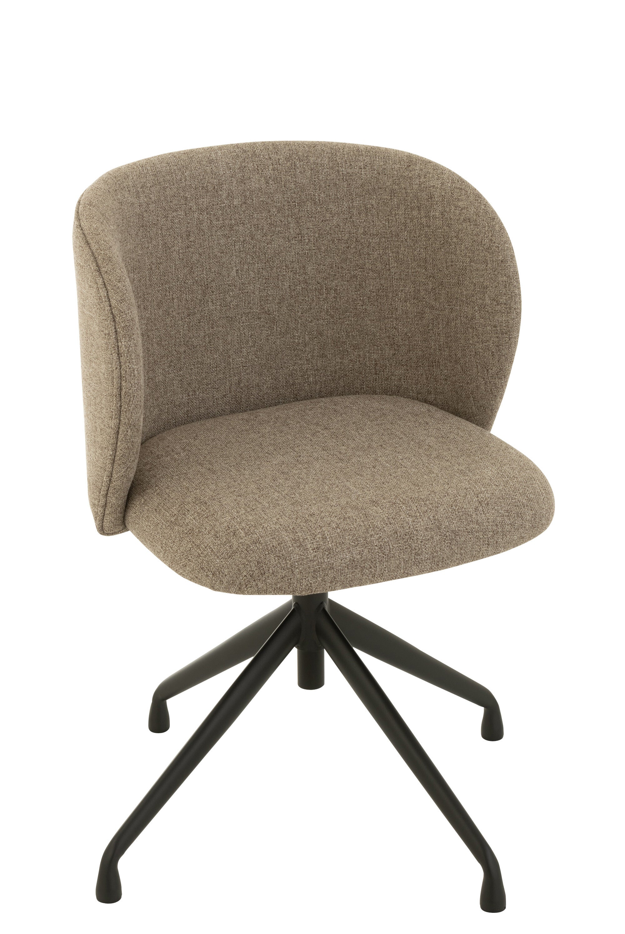Chaise réglable et rotative en lin marron foncé/beige - J-LINE