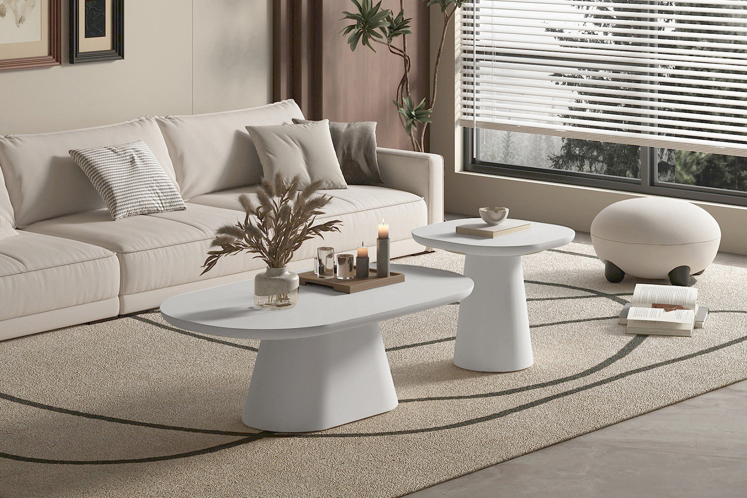 Salontafel 'Tavira' 120 cm Ovaal Cement Ecru - RS