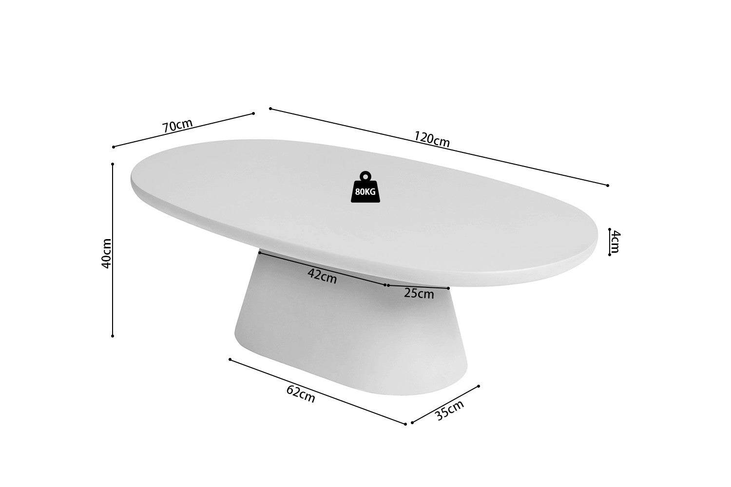 Salontafel 'Tavira' 120 cm Ovaal Cement Ecru - RS