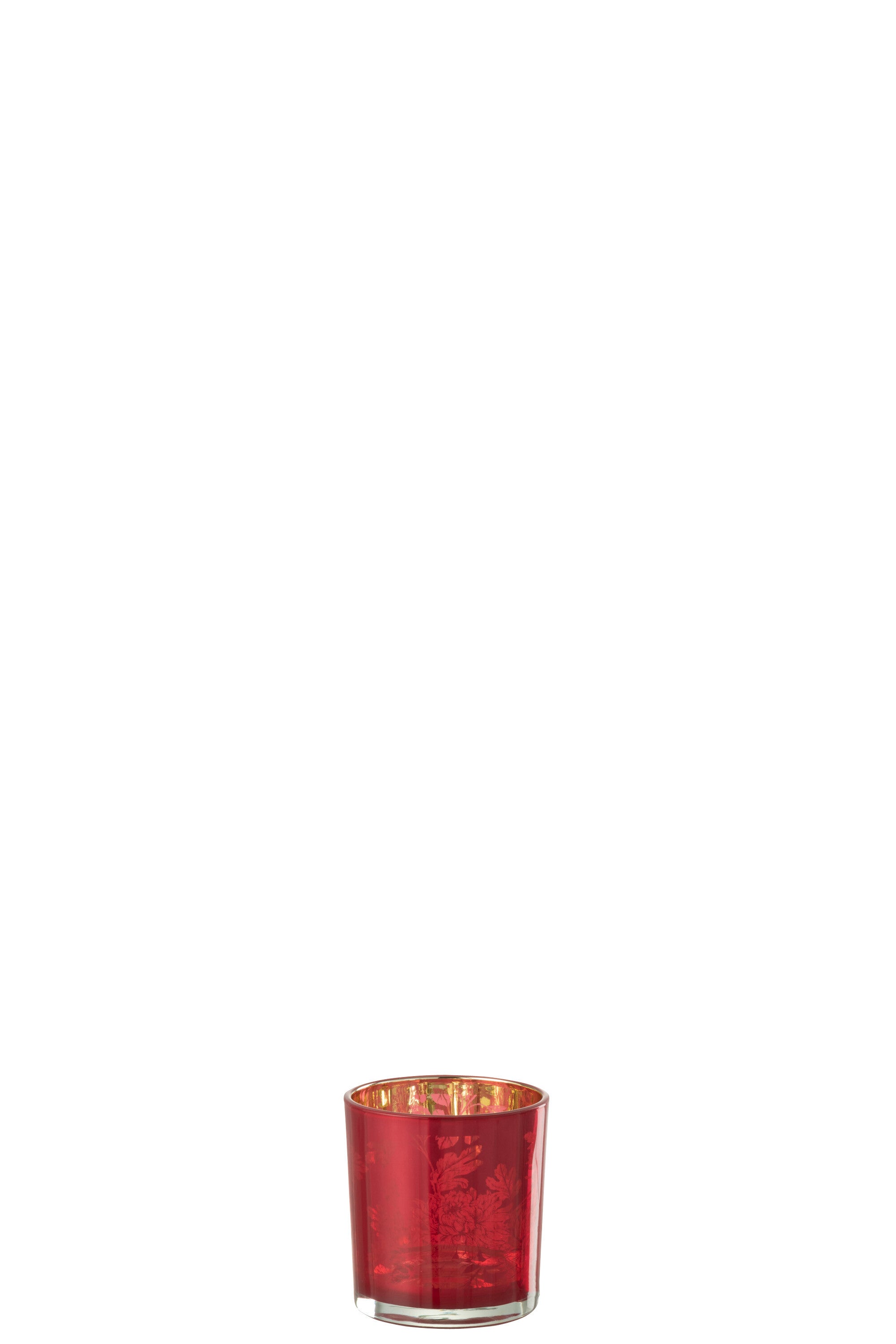 Photophore Fleurs Verre Rouge S - J-LINE