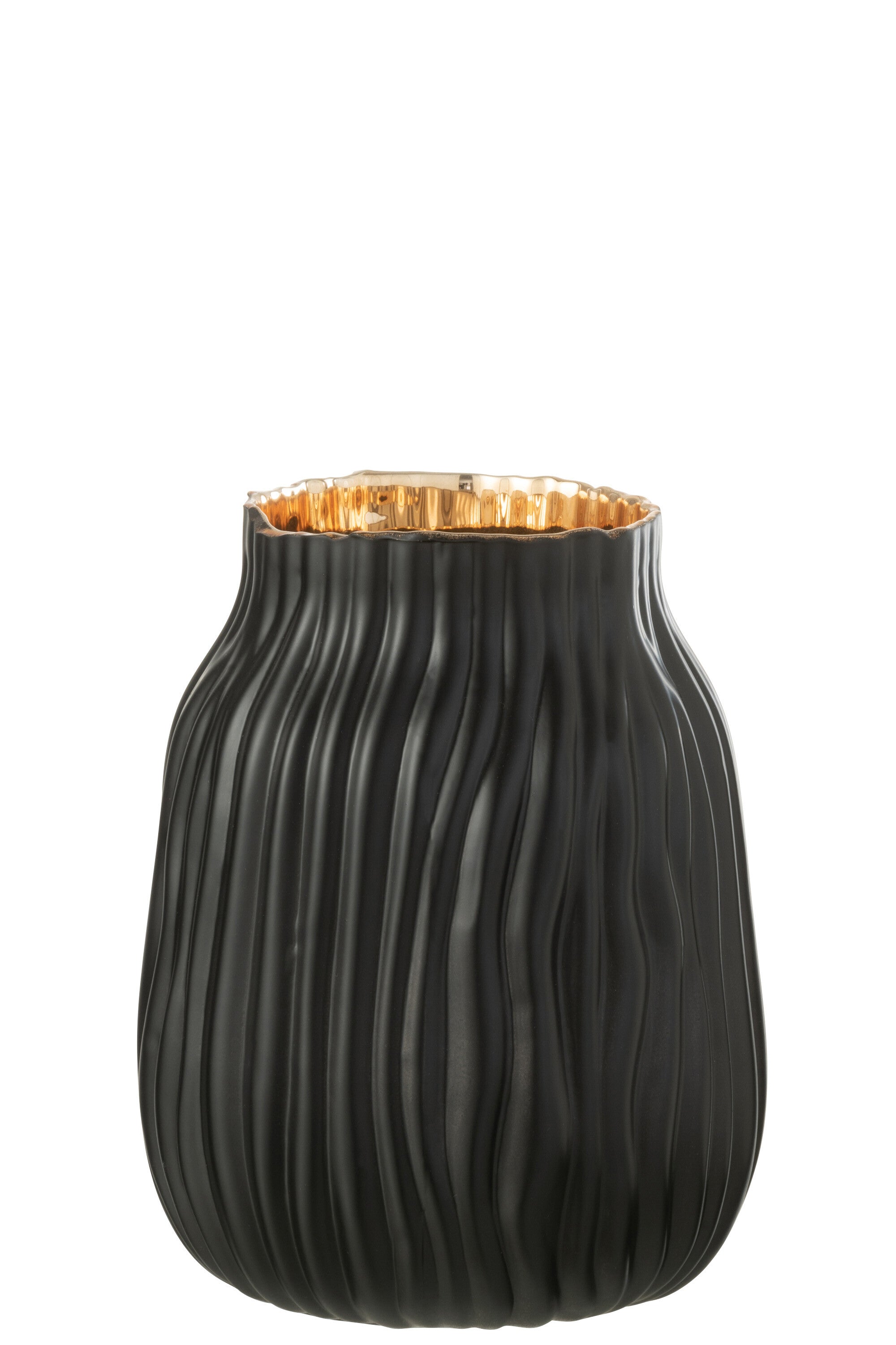 Vaas Inkepingen Glas Zwart/Goud S - J-LINE