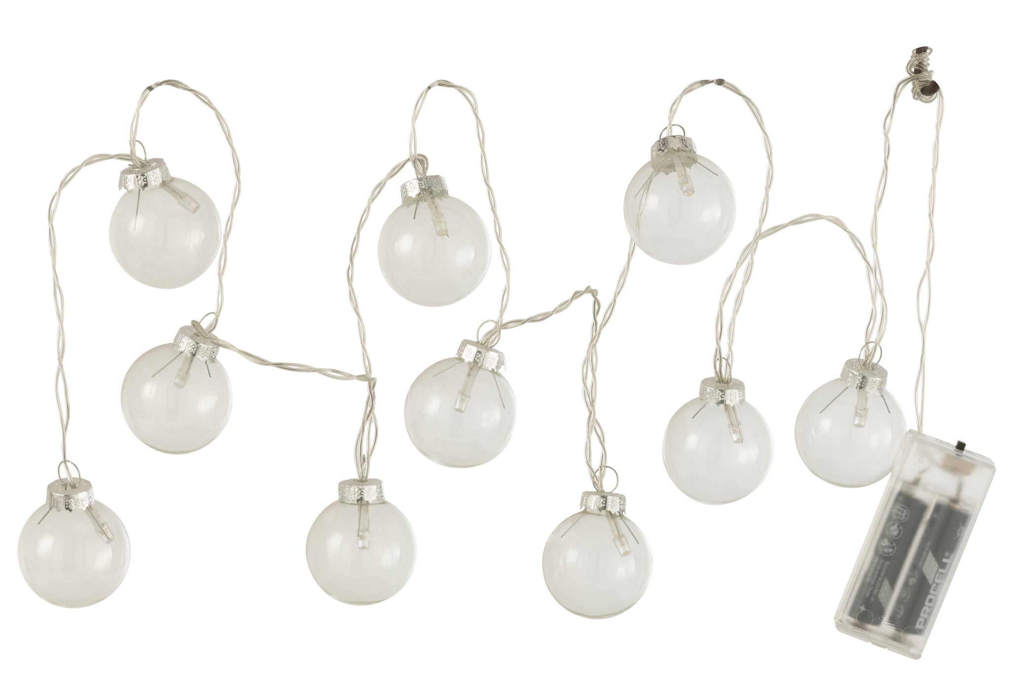 Garland 10 Ballen + Led Glas Glad Transparant - J-LINE