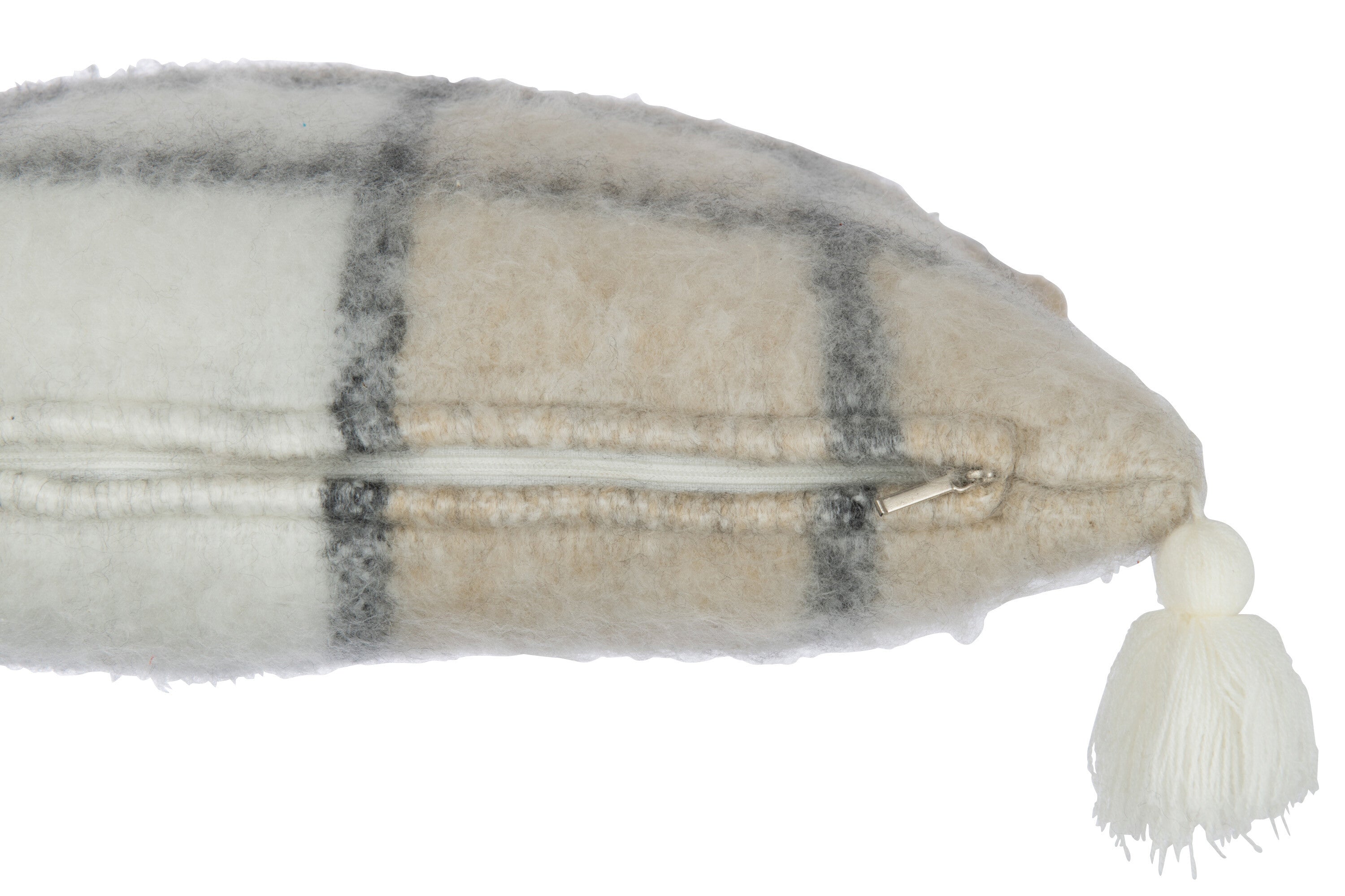 Kussen kwastjes polyester beige - J-LINE.