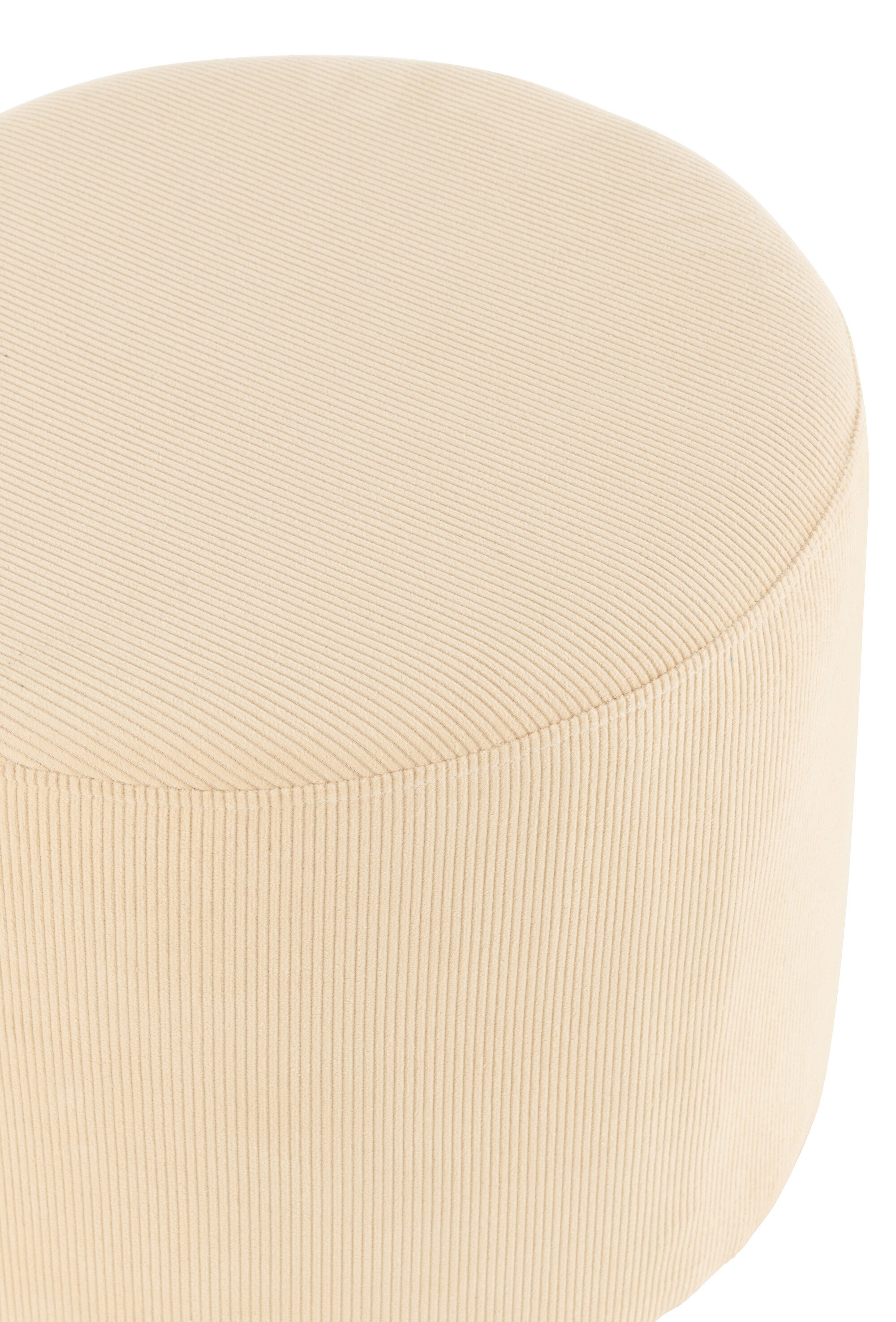 Poef ribfluweel roomkleurig - J-LINE