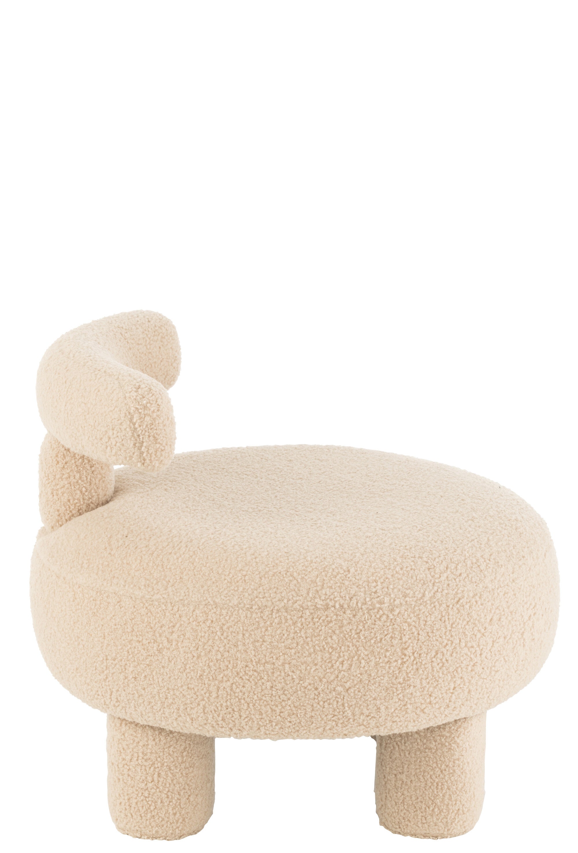 Krukje rond met stoelleuning Bouclé Warm Beige - J-LINE