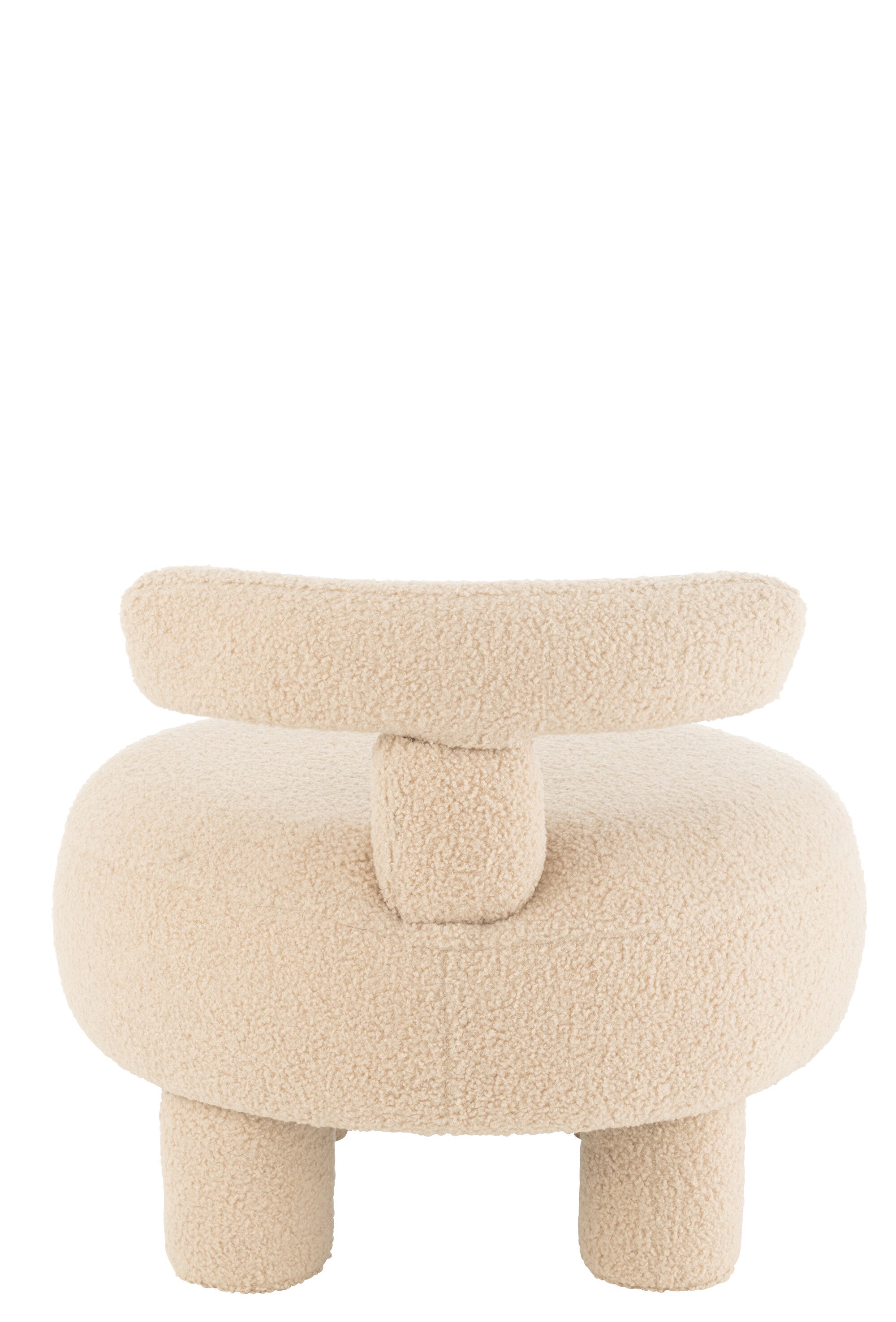Krukje rond met stoelleuning Bouclé Warm Beige - J-LINE