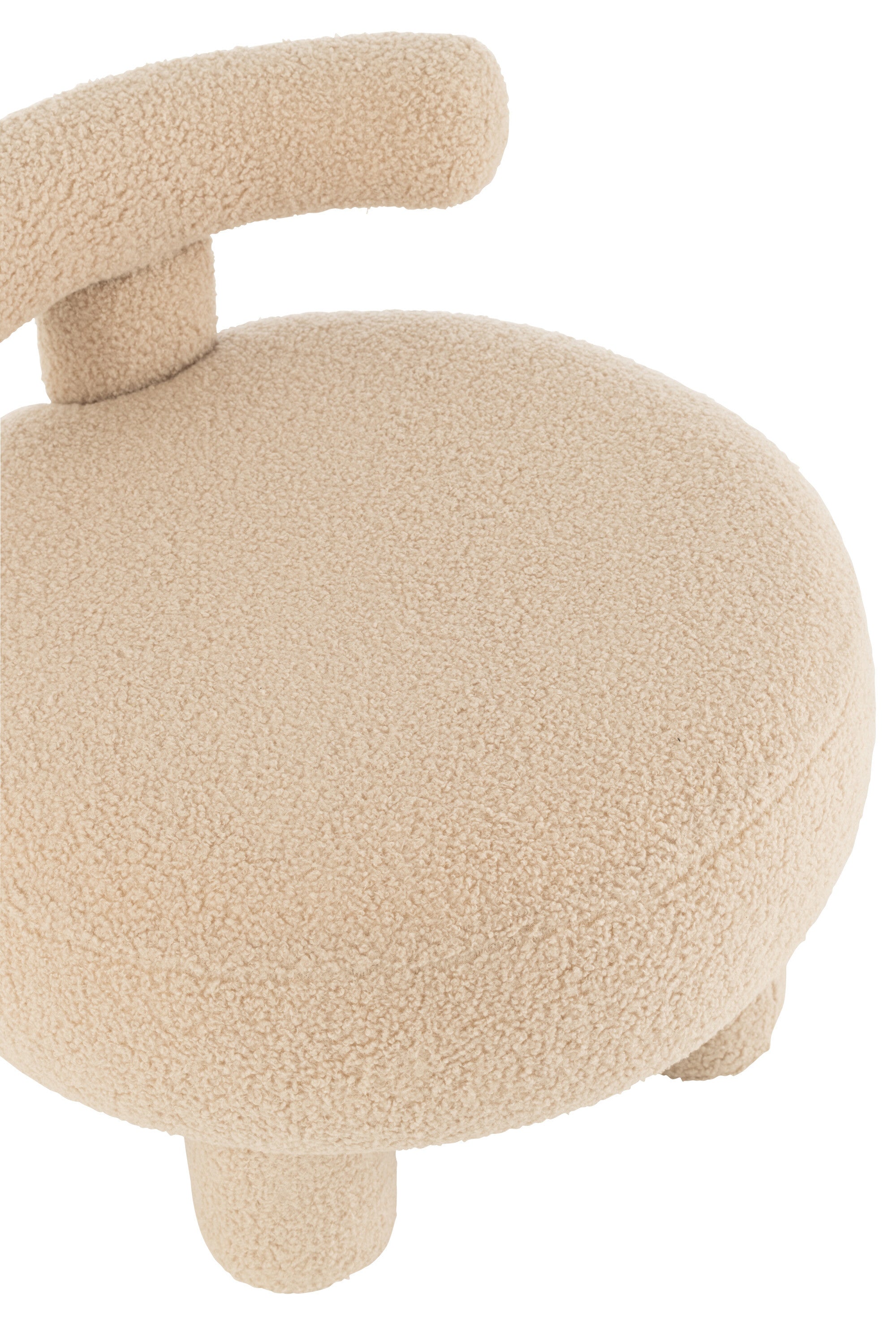 Krukje rond met stoelleuning Bouclé Warm Beige - J-LINE