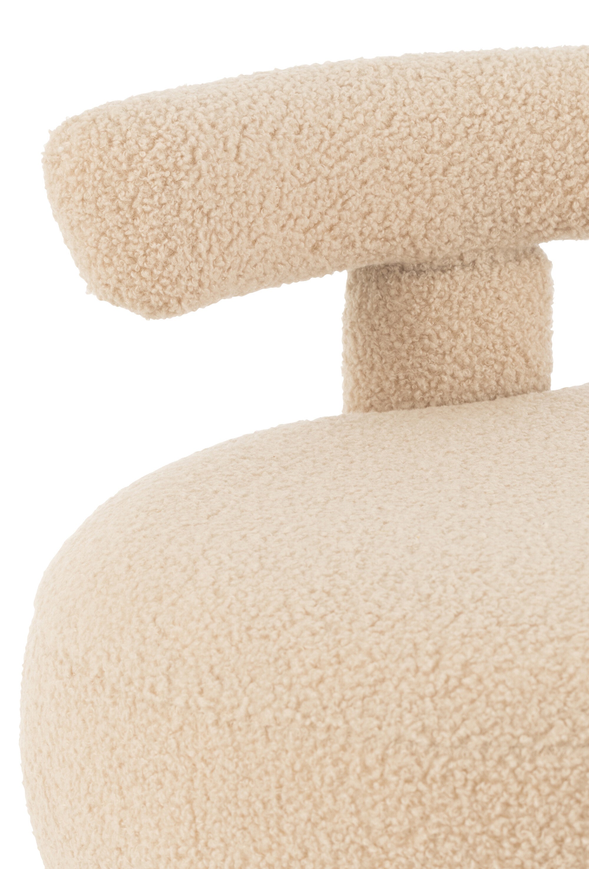 Krukje rond met stoelleuning Bouclé Warm Beige - J-LINE
