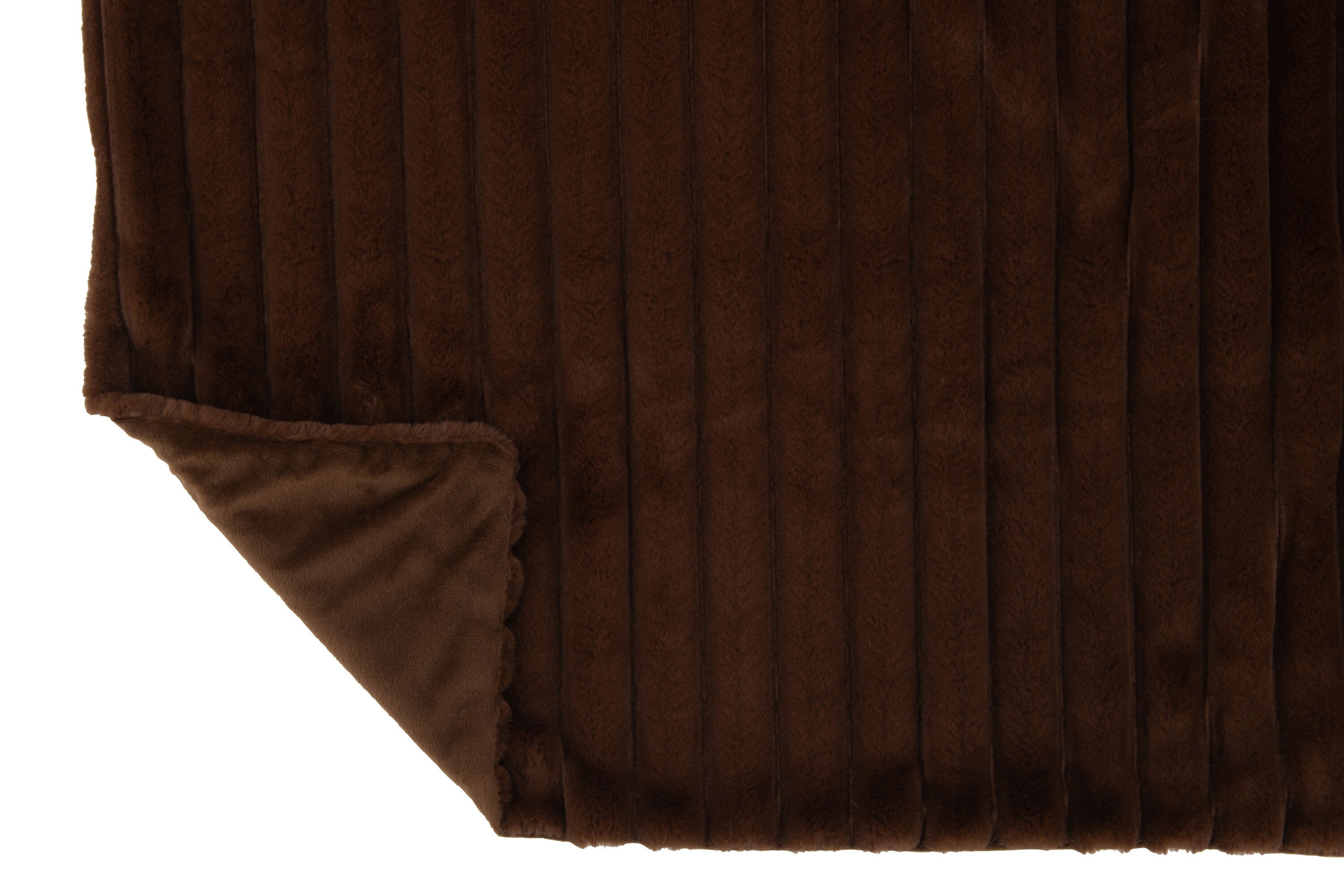 Plaid côtelé velours polyester chocolat - J-LINE