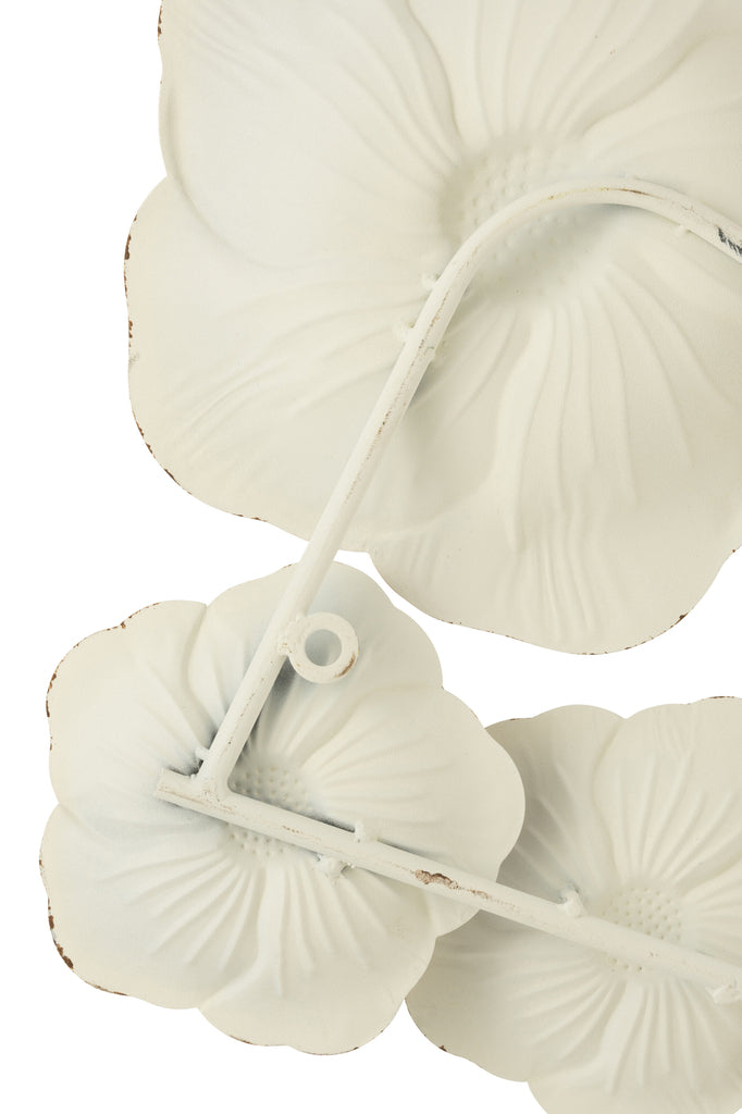 Wanddecoratie Bloemen Metaal Roze/Wit - J-LINE