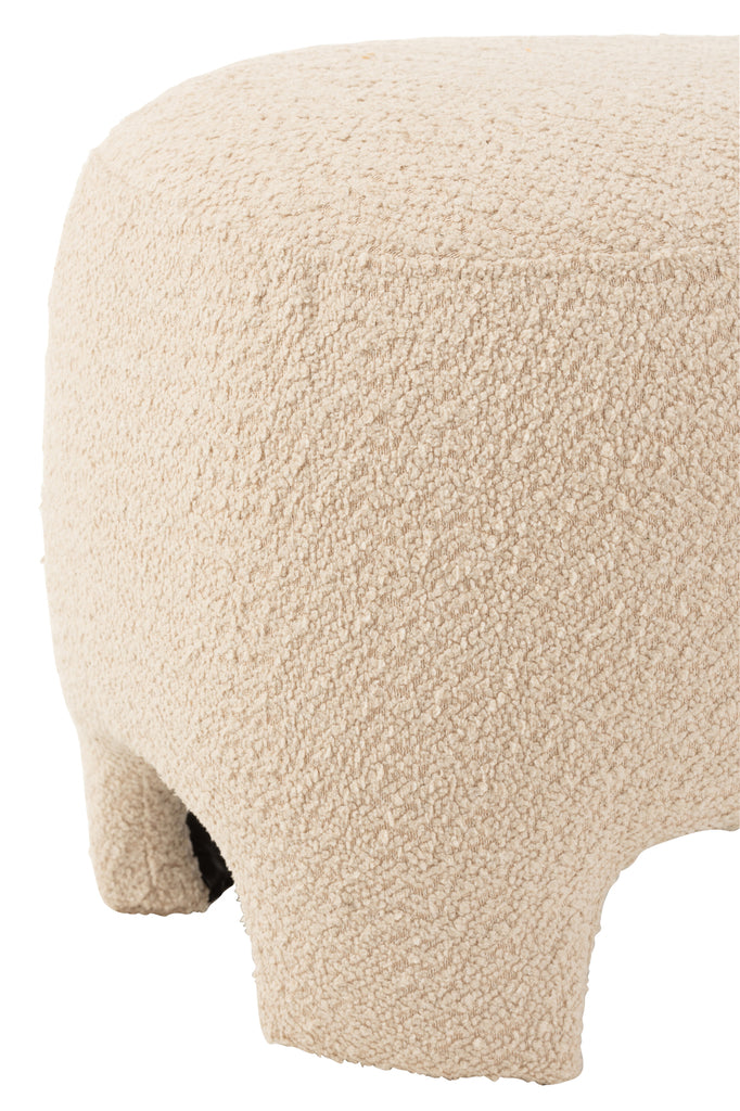Poef gebreid textiel/hout wit - J-LINE