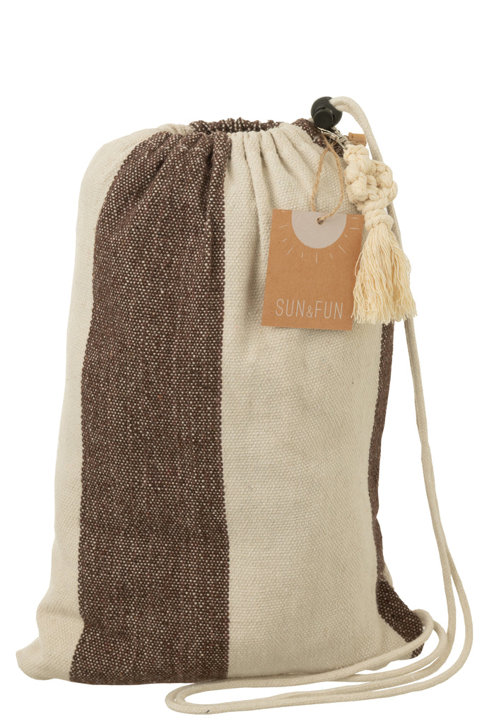 Hangmat brede strepen donkerbruin/beige - J-LINE