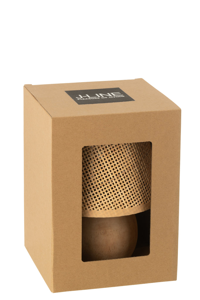 Lampe de table en bois tressé/métal - J-LINE