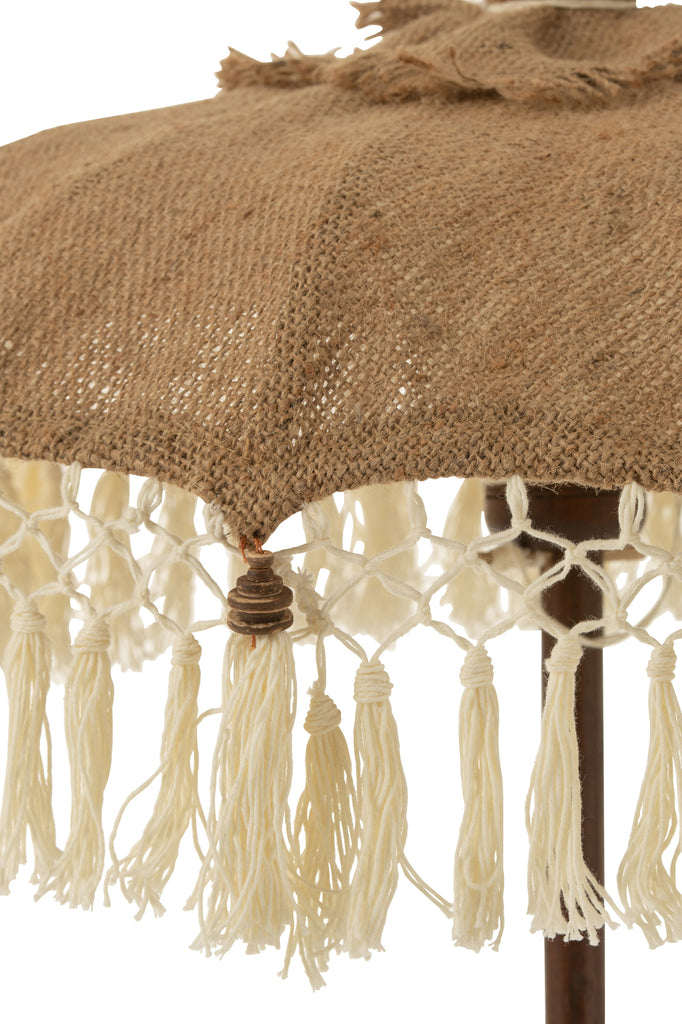 Parasol à pompons et base en jute S - J-LINE