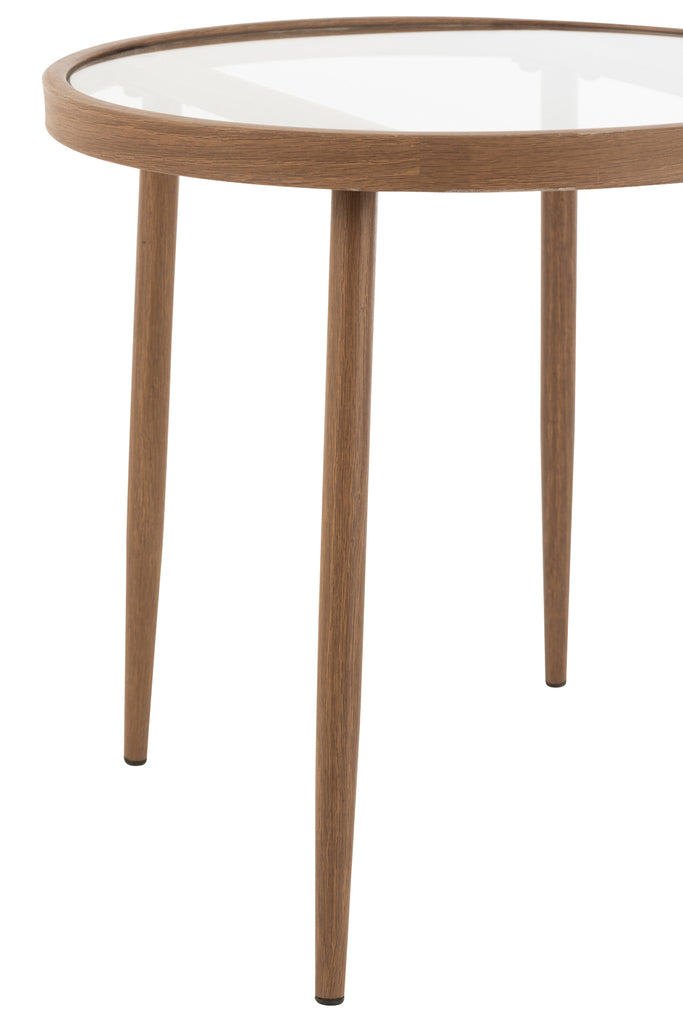 Bijzettafel rond metaal/glas donkerbruin- J-LINE