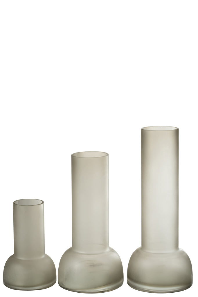 Vaas/Kaarsenhouder Yara Glas Greige L - J-LINE