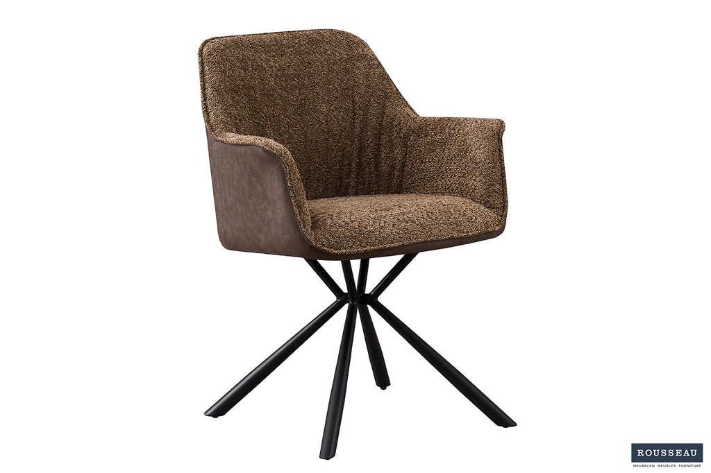 Stoel 'Lucie' Bouclé Zand Rug PU Bruin - RS