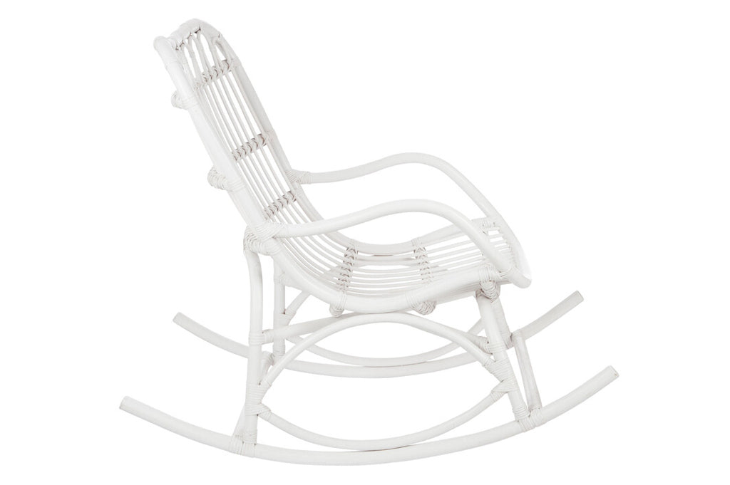 Schommelstoel rotan wit - J-LINE