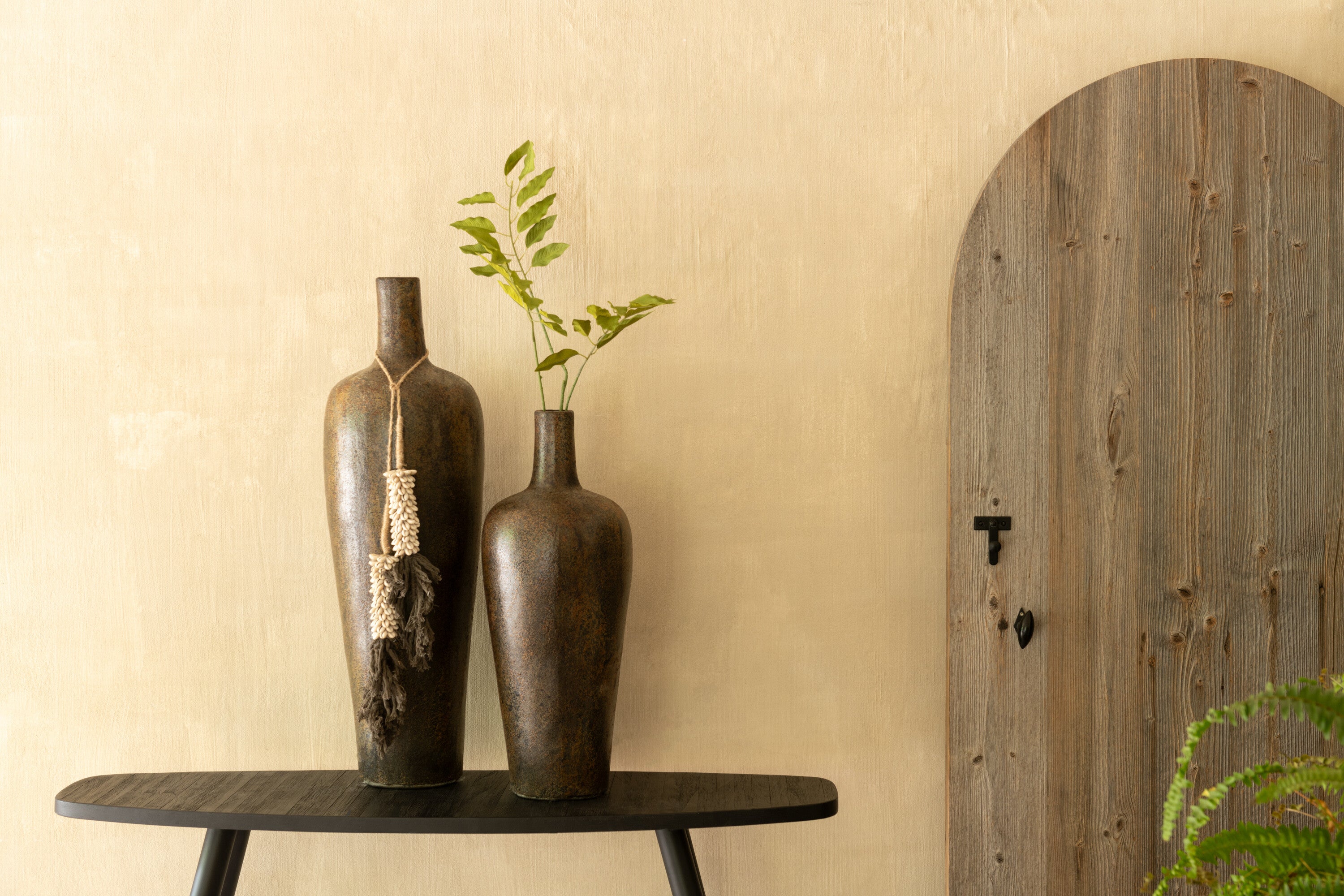 Wandtafel Ovaal Recycle Teak Zwart - J-LINE