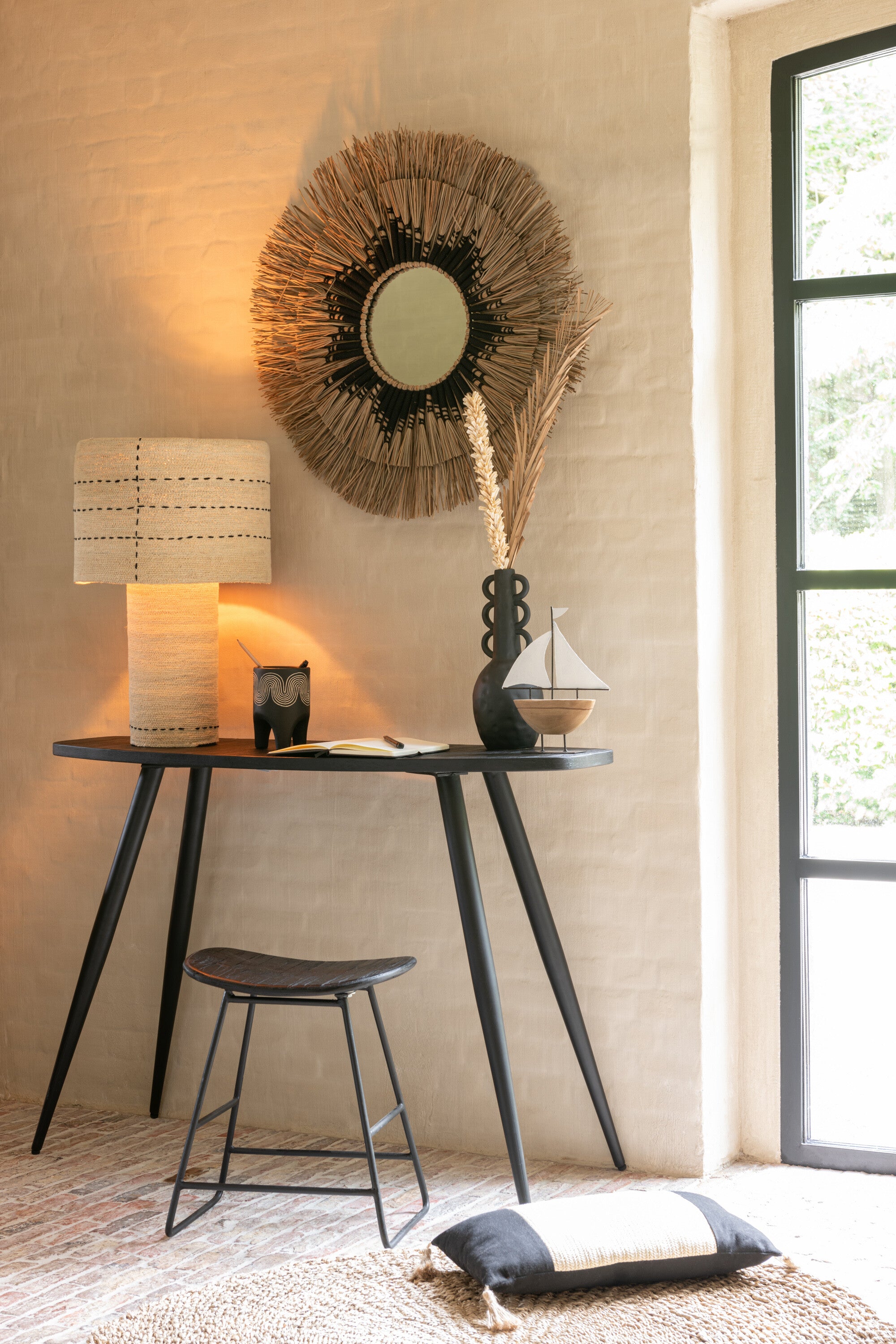 Wandtafel Ovaal Recycle Teak Zwart - J-LINE