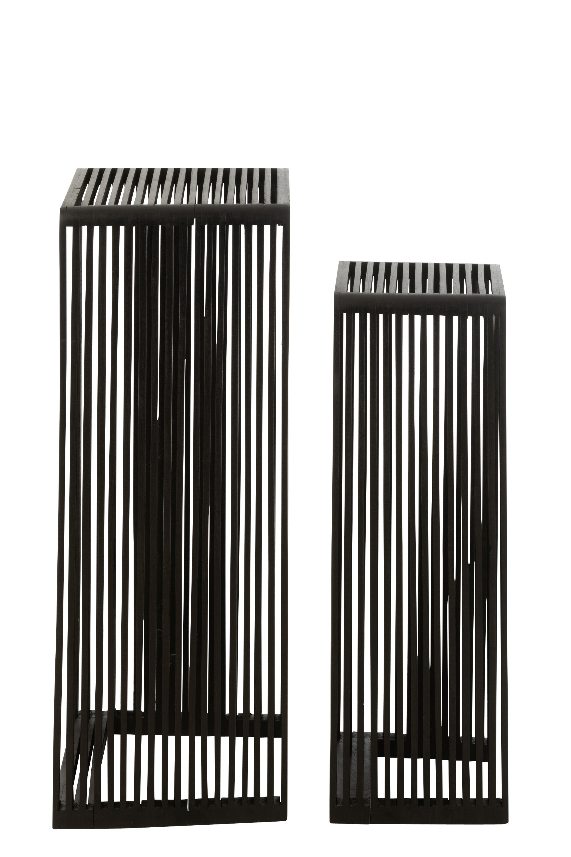 Plantenstand S/2 gerecycleerde teak zwart - J-LINE