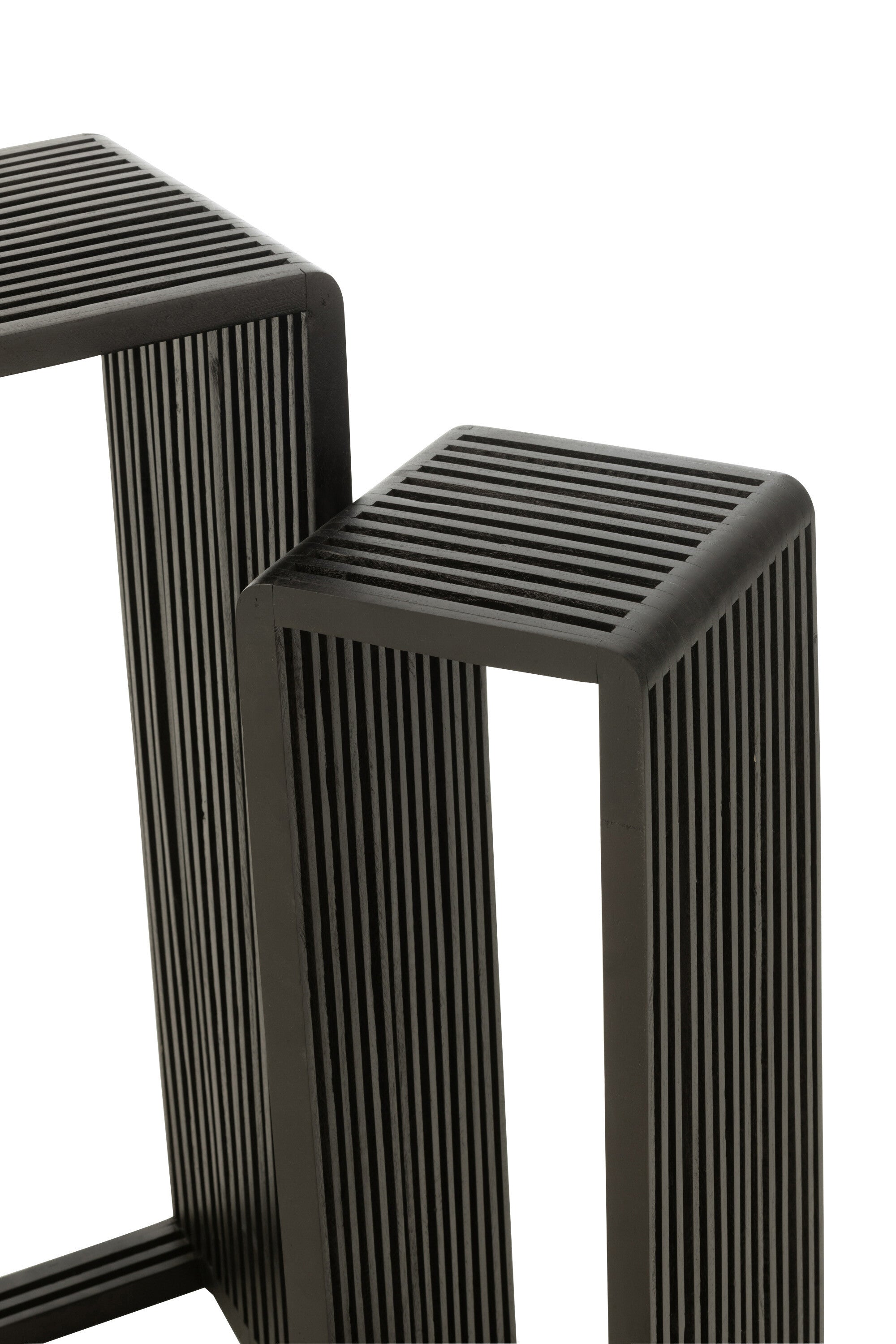 Plantenstand S/2 gerecycleerde teak zwart - J-LINE
