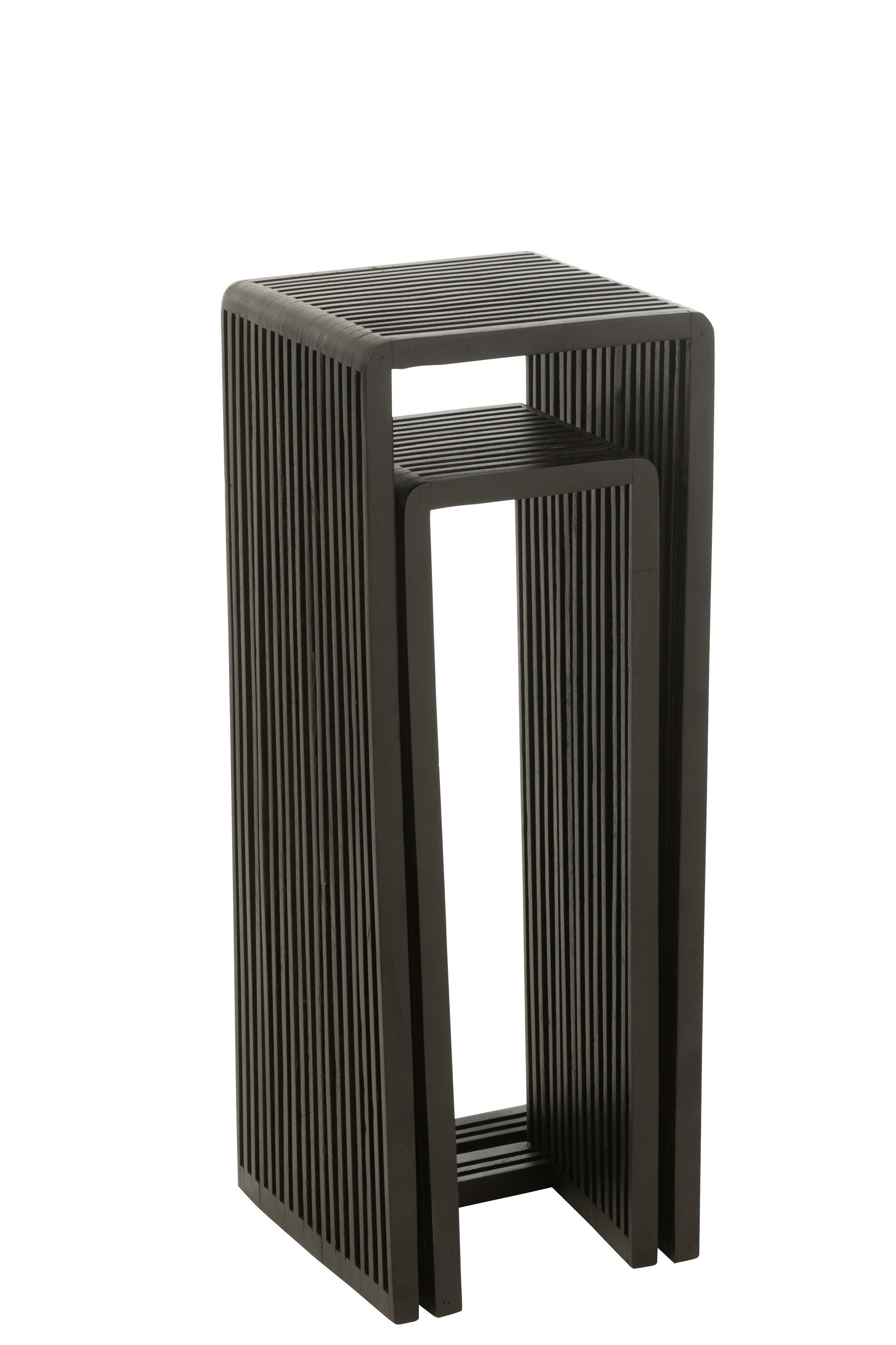 Plantenstand S/2 gerecycleerde teak zwart - J-LINE