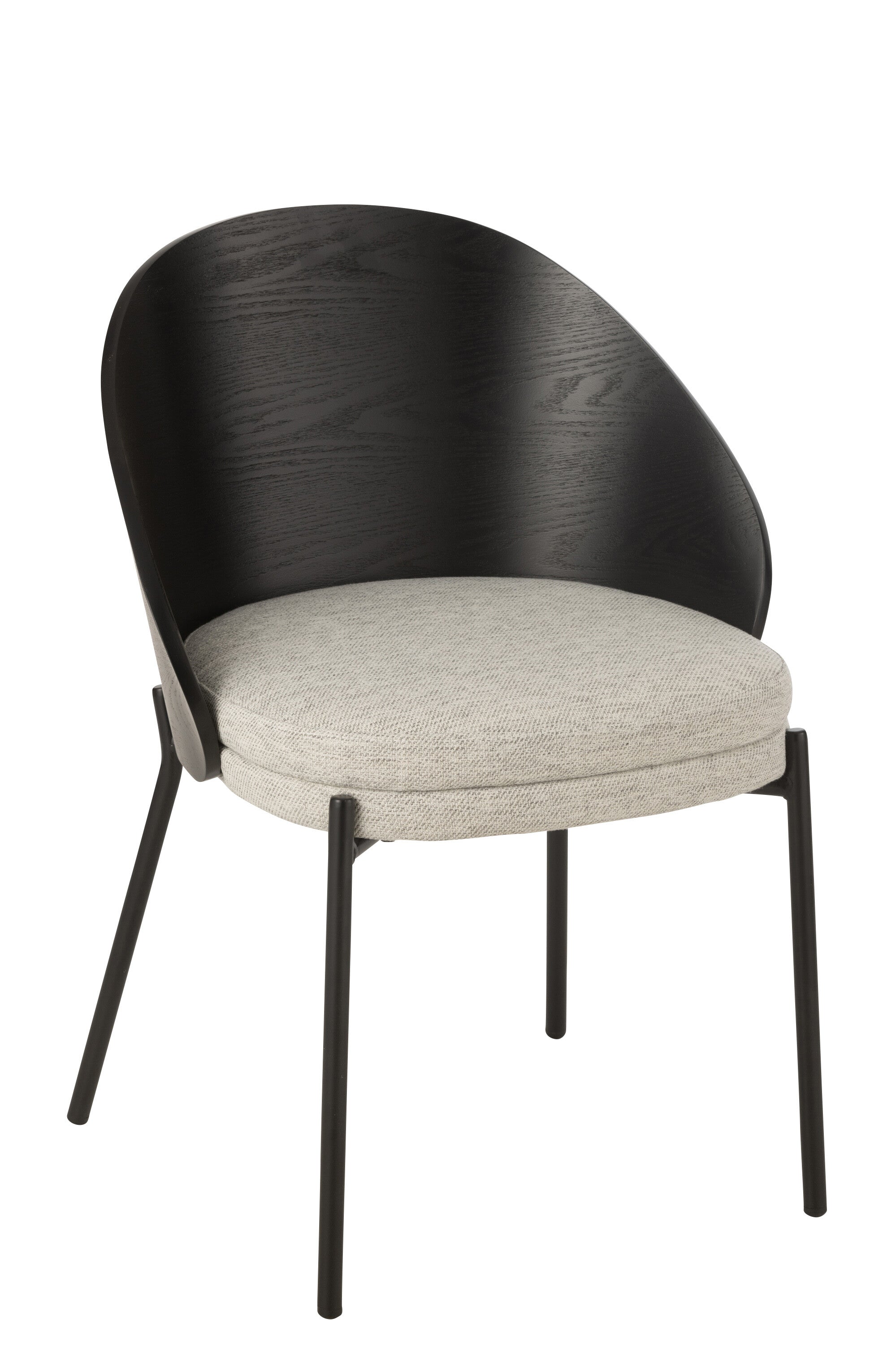 Stoel Lone Ply Wood/Metaal Zwart/Grijs - J-LINE