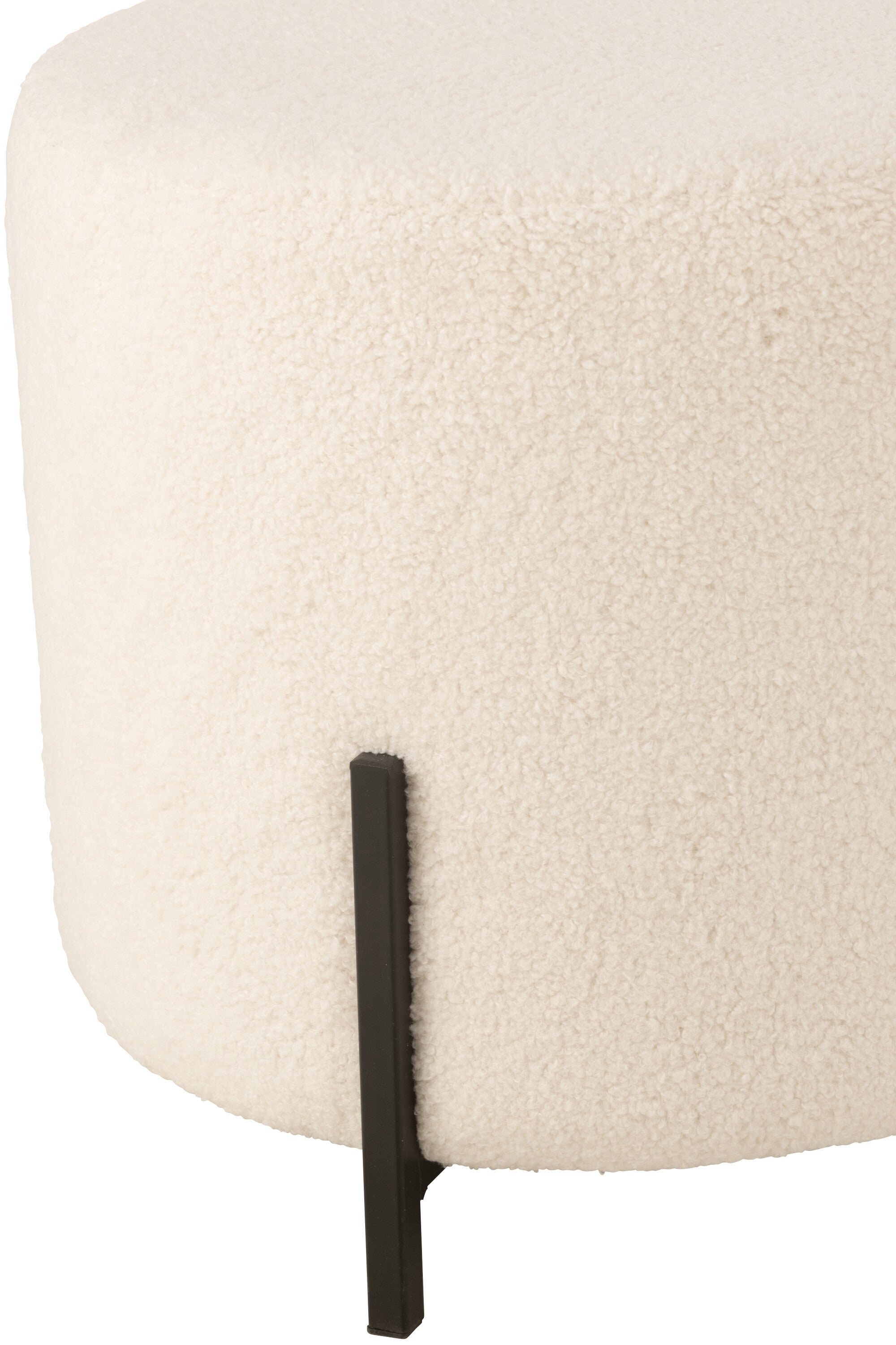 Poef bouclé triplex/polyester wit/zwart - J-LINE