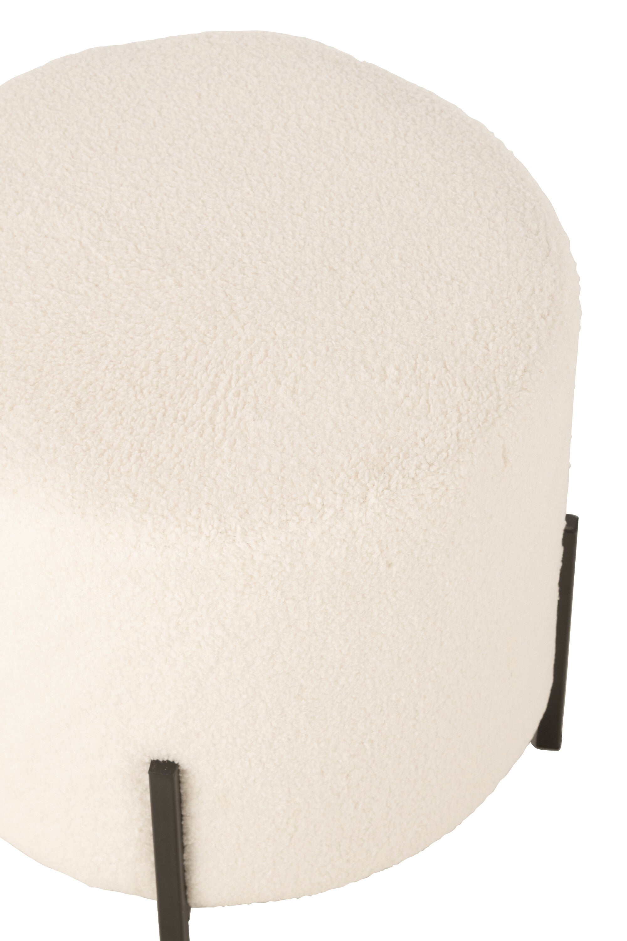 Poef bouclé triplex/polyester wit/zwart - J-LINE