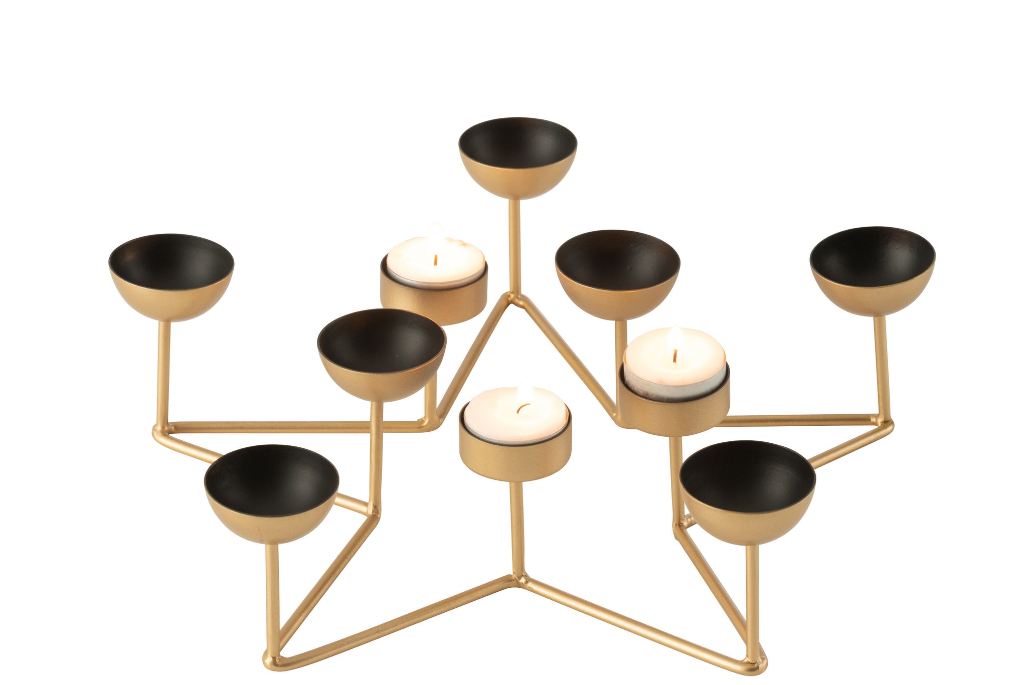 Theelichthouder Ster Metaal Zwart/Goud- J-LINE