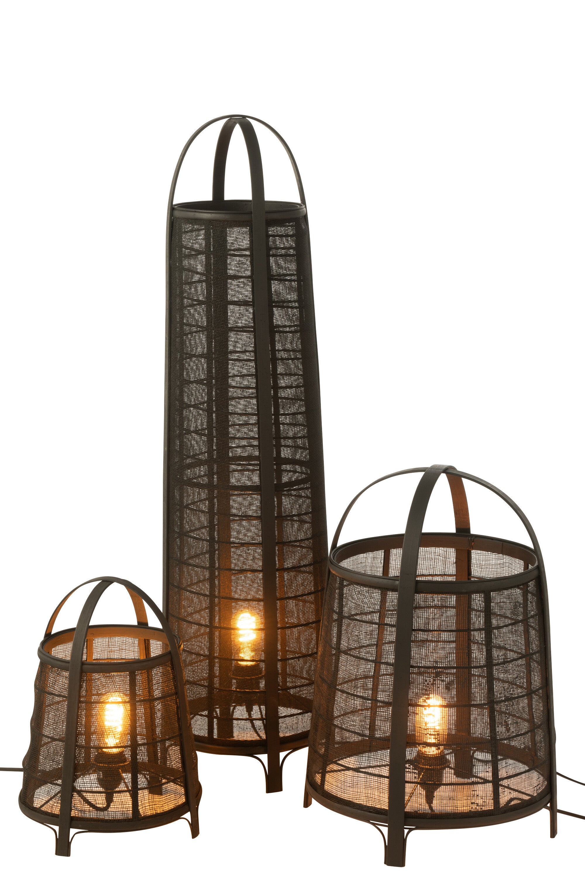 Lampadaire Don en coton et bambou noir - J-LINE