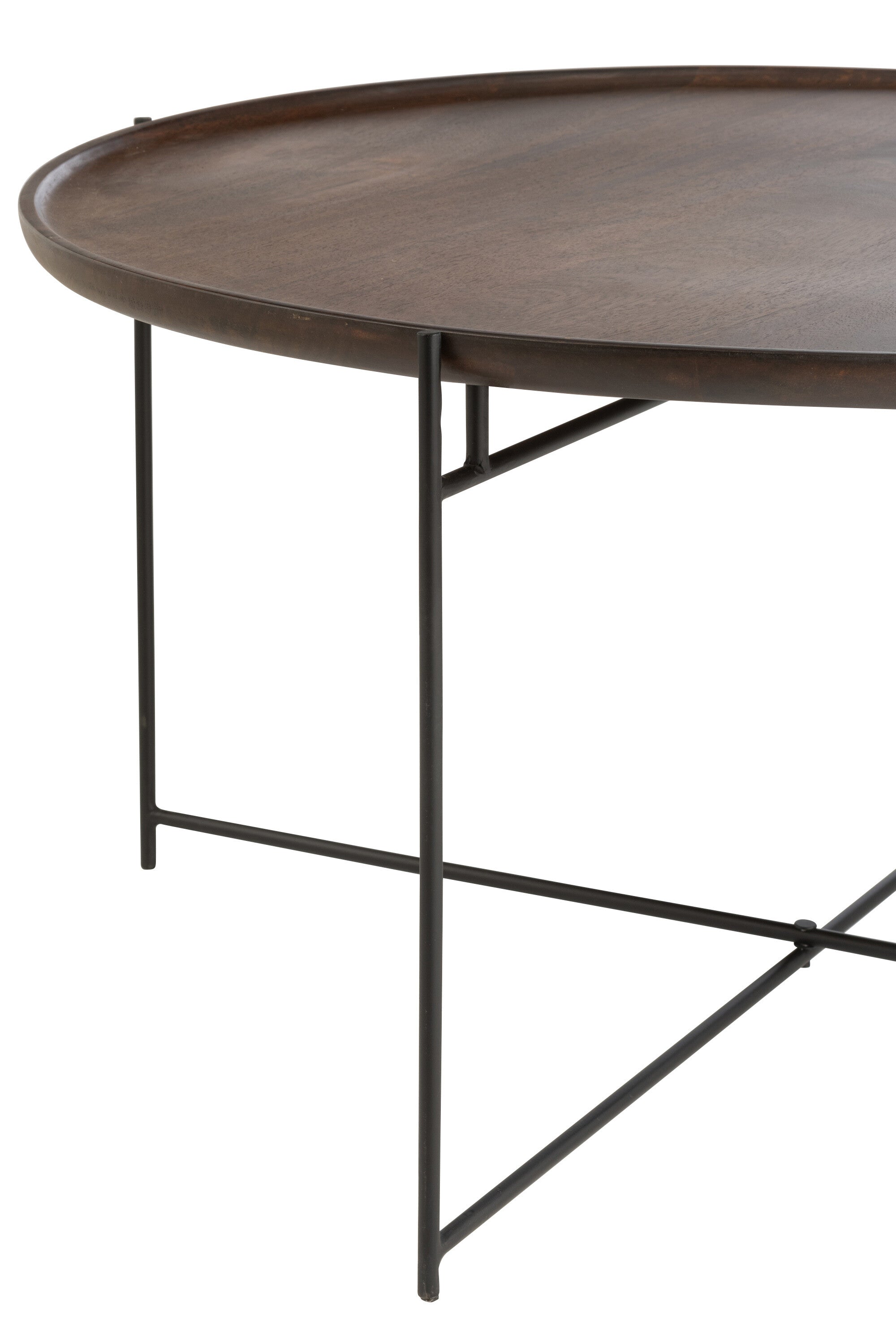 Salontafel Rond IJzer/Mangohout Bruin/Zwart - J-LINE
