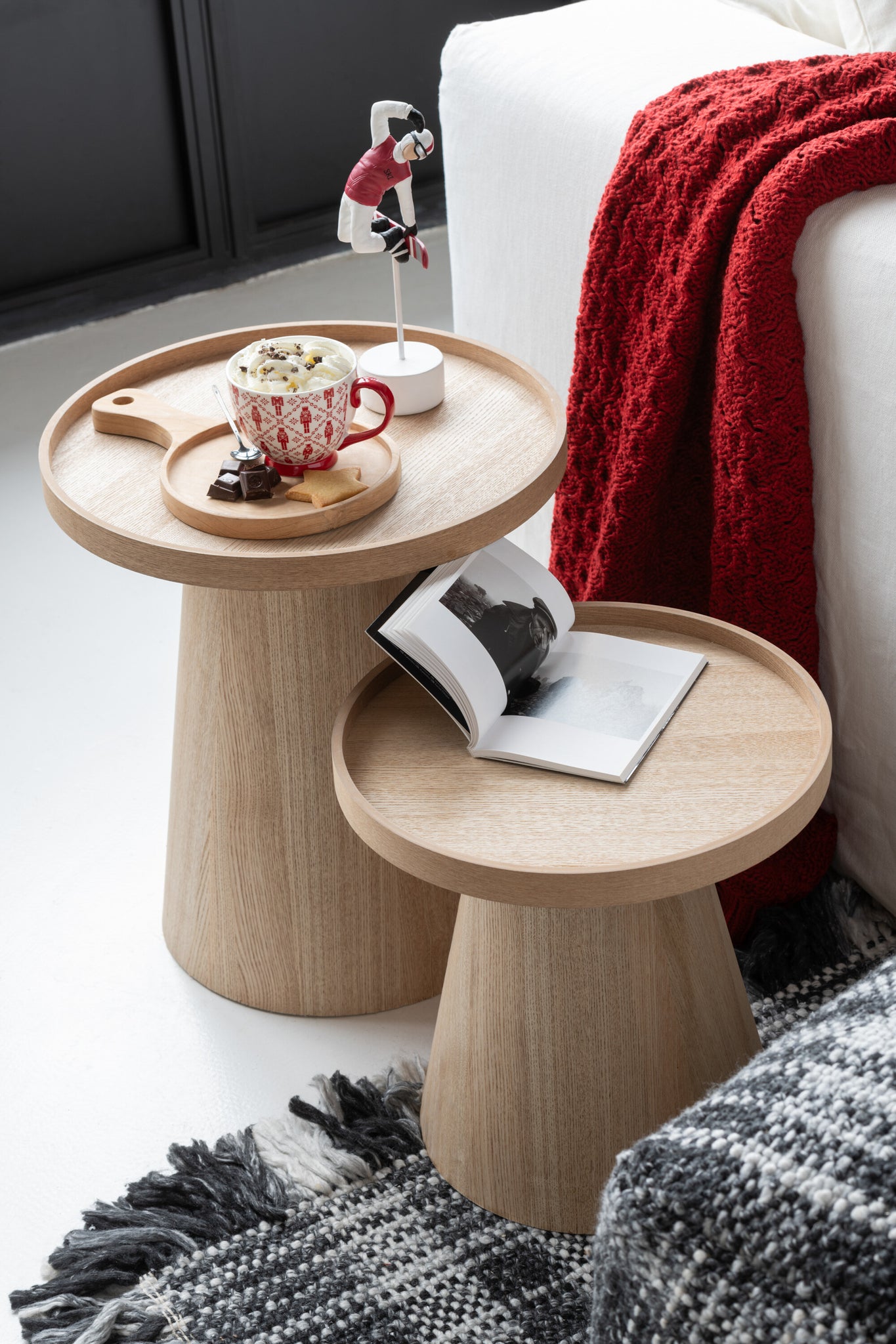 plaid Gebreide Acryl Rood - J-LINE